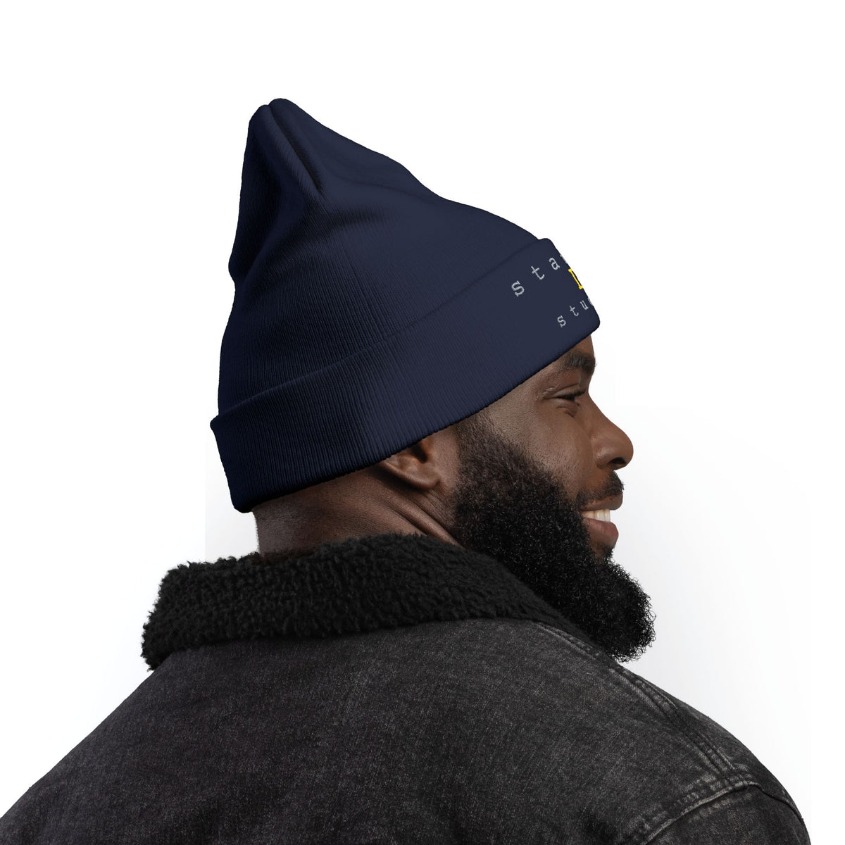 station D studios - Embroidered Knit Beanie - Customizable Winter Hat, Perfect for Cold Weather, Personalized Gift, Cozy Accessory, Stylish Headwear