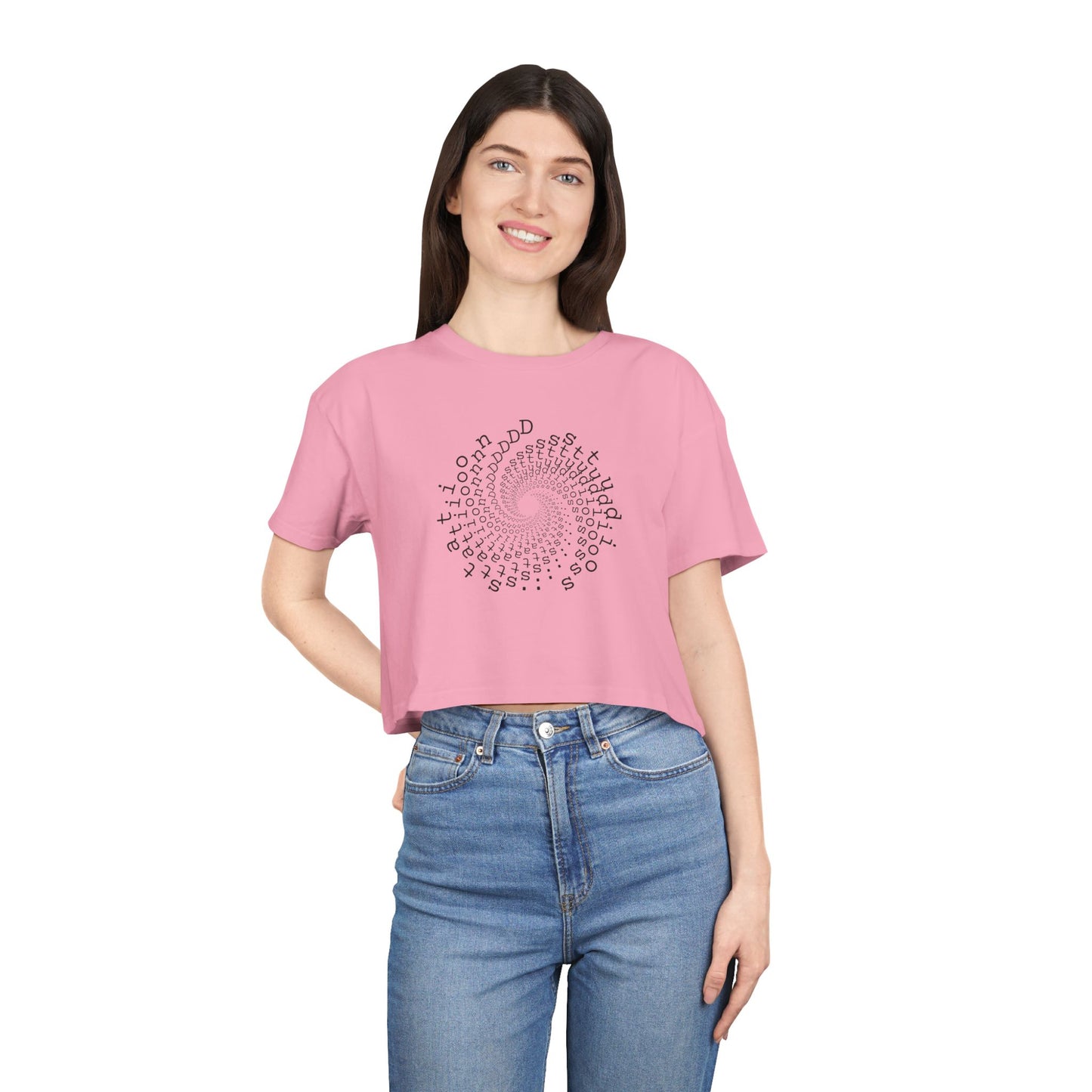 station D studios - Spiral Bloom Women's Crop Tee | Trendy Summer Fashion, Casual Wear, Gift for Her, Festival Outfit, Spiraled Design