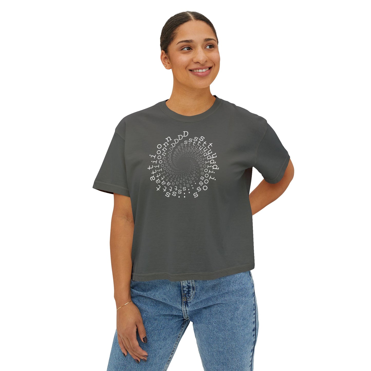 station D studios - Casual Women's Boxy Tee, Comfortable Summer Top, Trendy Graphic Tee, Perfect for Everyday Wear, Stylish Gift Idea