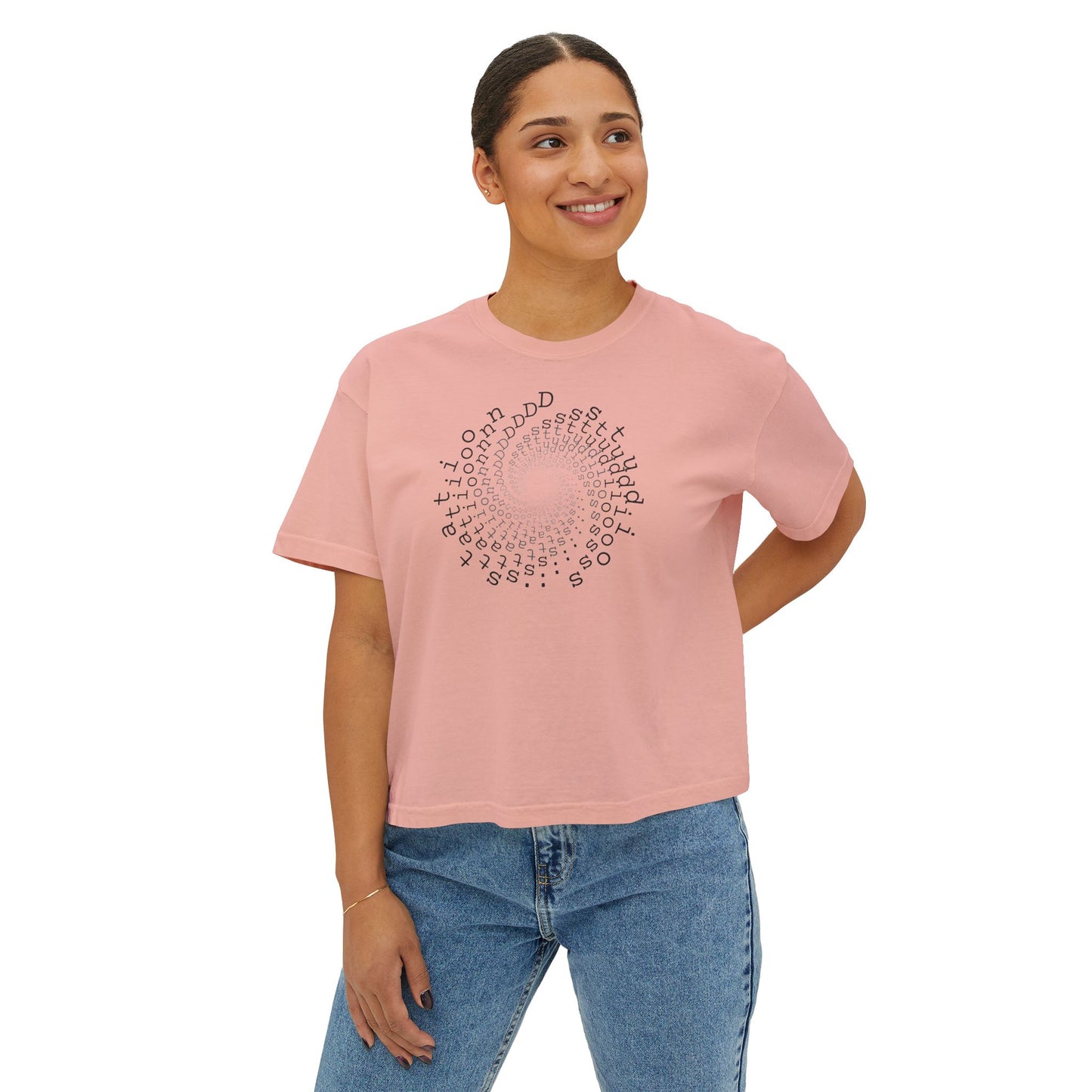 station D studios - Casual Women's Boxy Tee, Comfortable Summer Top, Trendy Graphic Tee, Perfect for Everyday Wear, Stylish Gift Idea