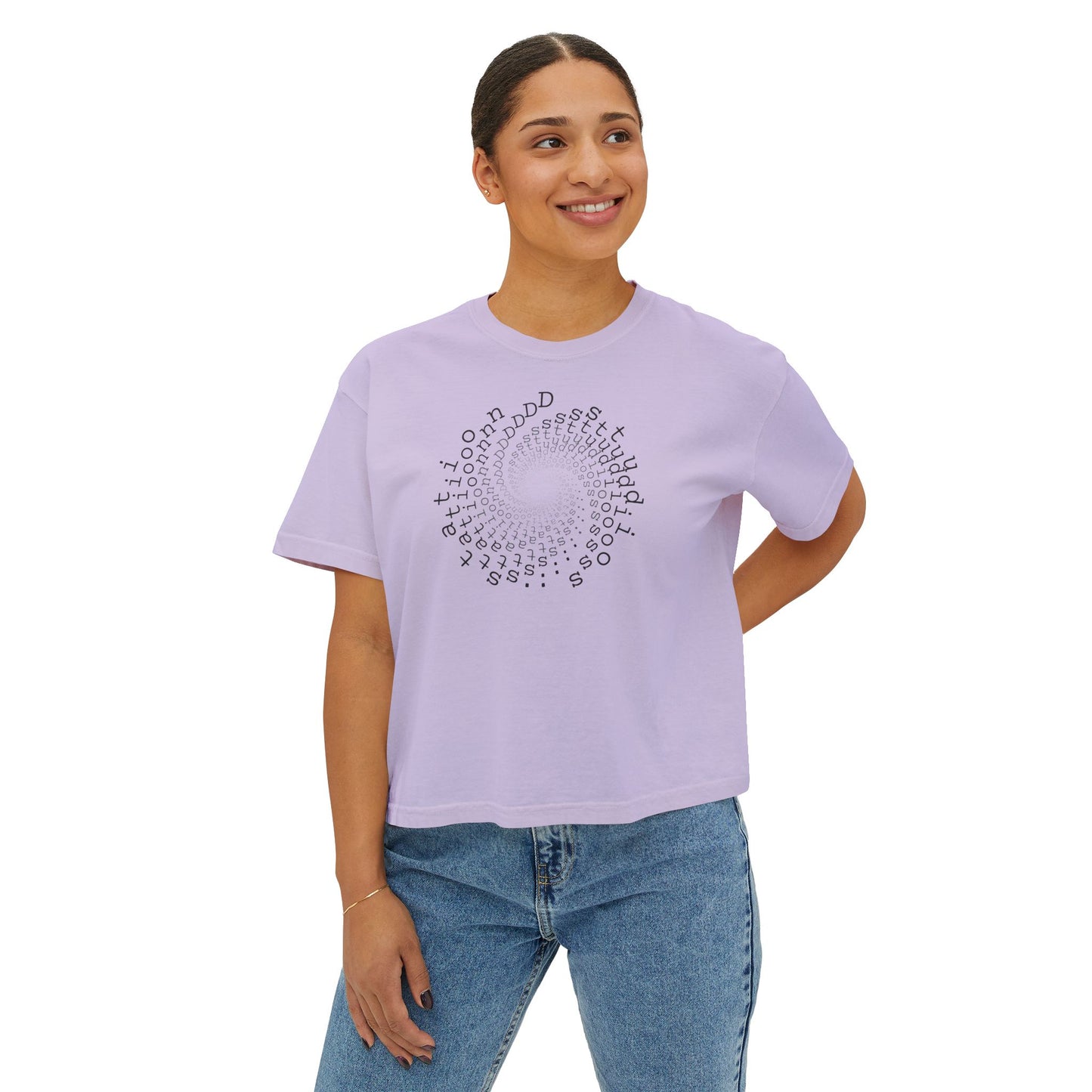 station D studios - Casual Women's Boxy Tee, Comfortable Summer Top, Trendy Graphic Tee, Perfect for Everyday Wear, Stylish Gift Idea