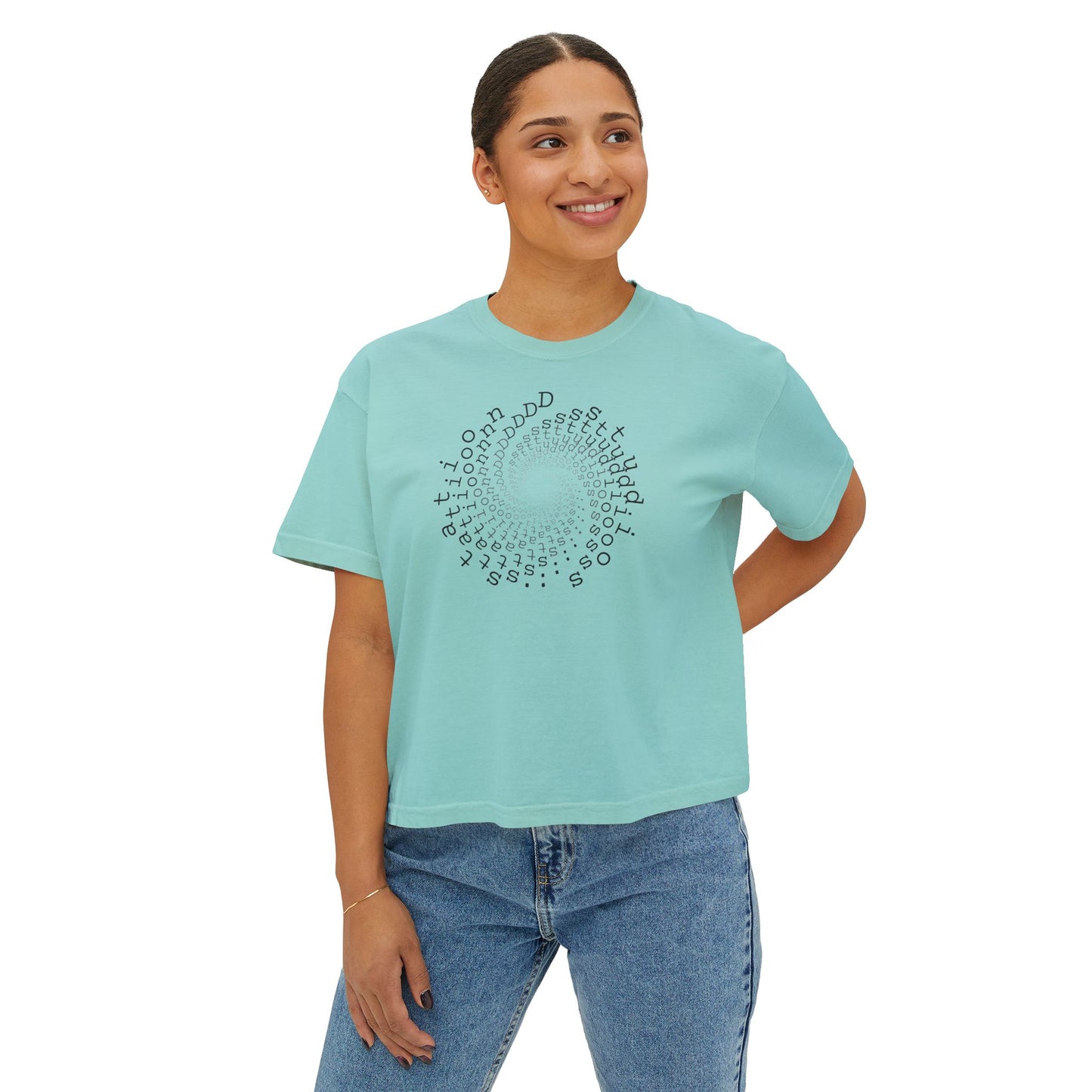 station D studios - Casual Women's Boxy Tee, Comfortable Summer Top, Trendy Graphic Tee, Perfect for Everyday Wear, Stylish Gift Idea