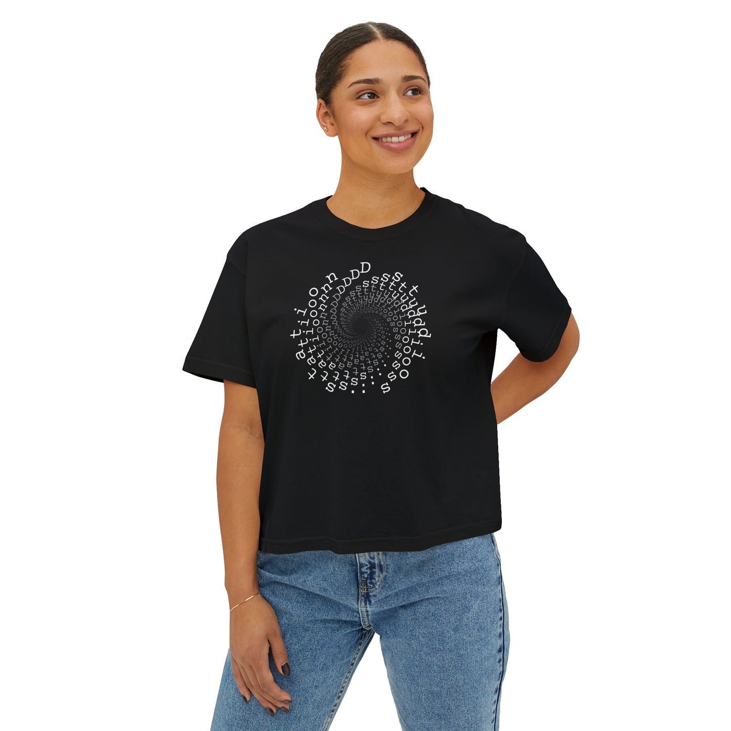 station D studios - Casual Women's Boxy Tee, Comfortable Summer Top, Trendy Graphic Tee, Perfect for Everyday Wear, Stylish Gift Idea