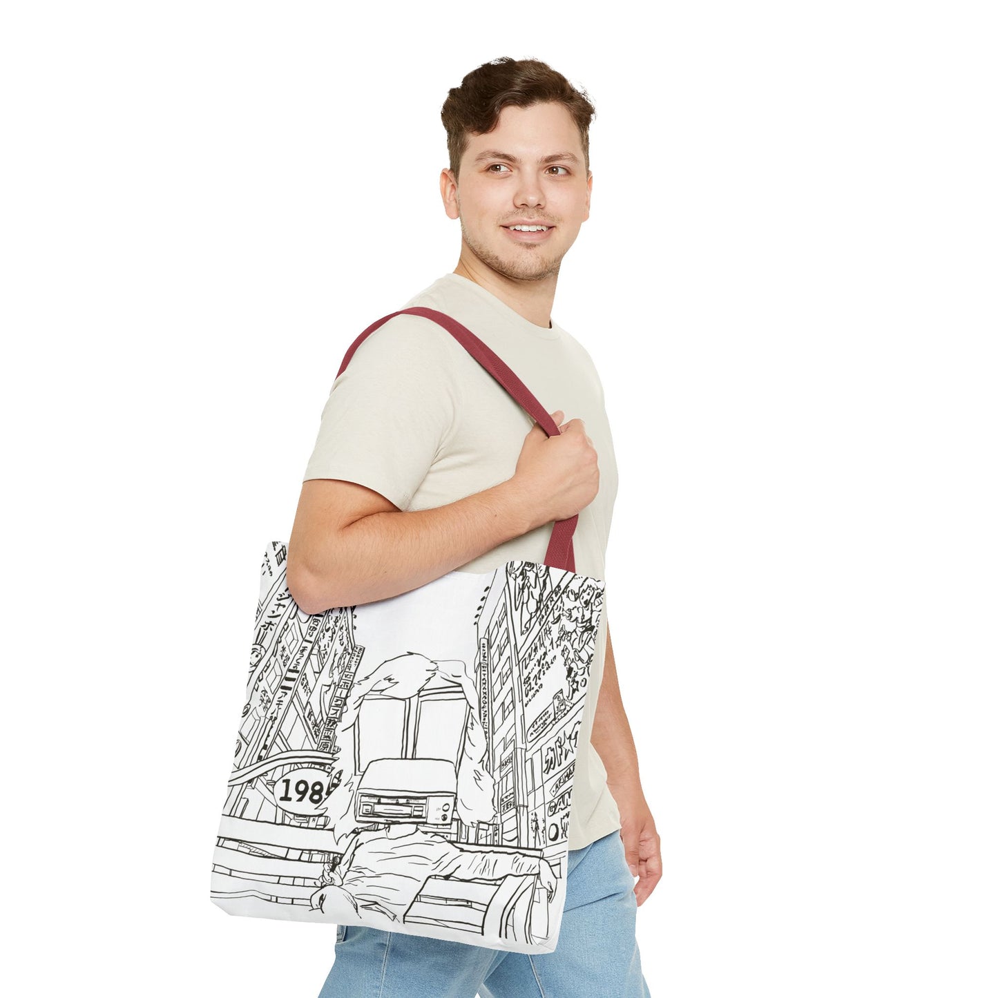 8-Track Player in a Digital World - Artistic Tote Bag: Unique, Versatile, Fun, Eco-Friendly, Great for Everyday Use, Gift for Art Lovers, Travel Essential