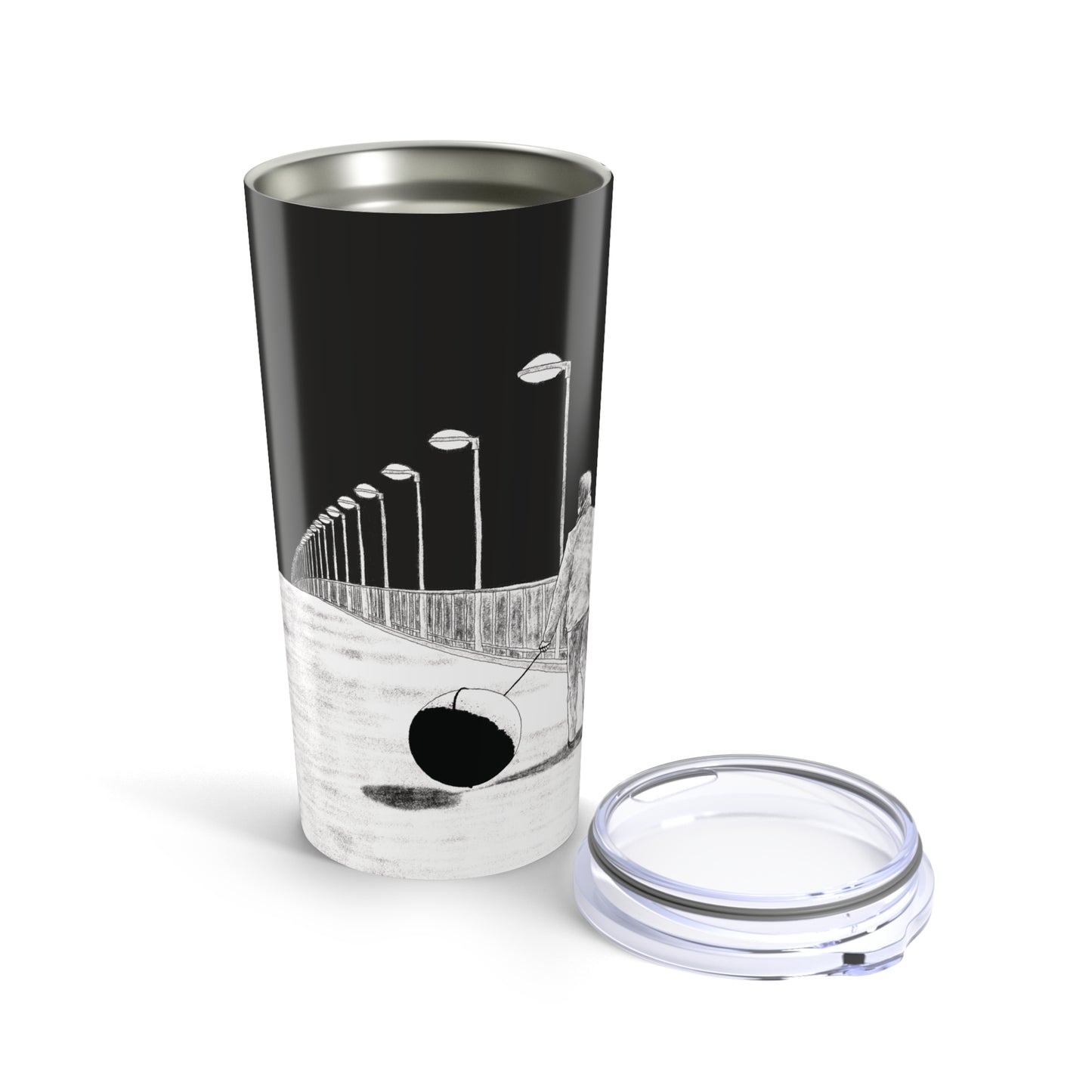 Walk the Moon - Artistic 20oz Tumbler | Unique Travel Mug for Coffee Lovers | Black and White Design | Gift for Him or Her | Modern Home Decor