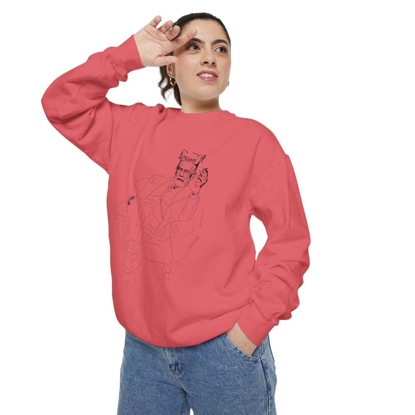 Sketch King Portrait Sweatshirt — Minimal Line Art Crewneck