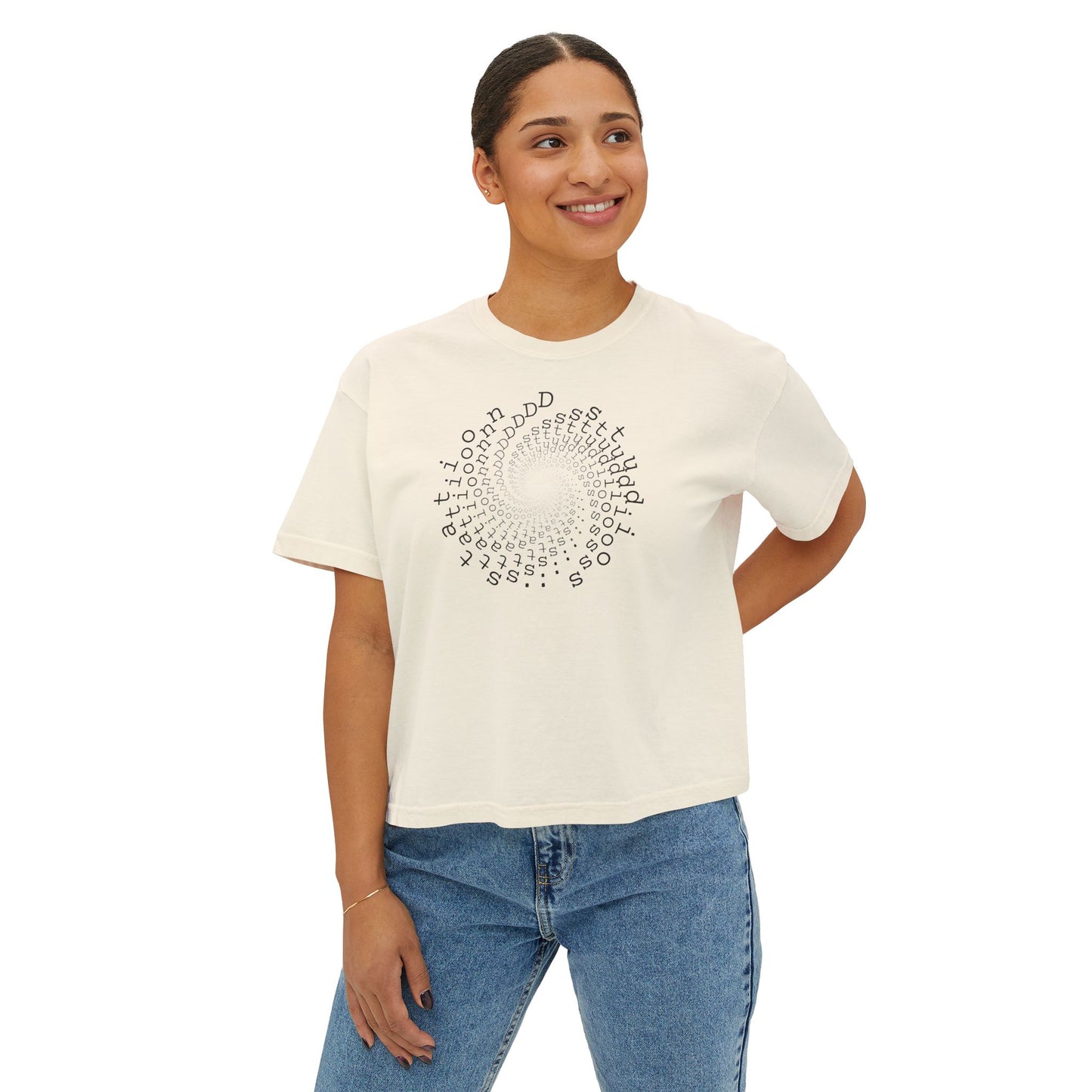 station D studios - Casual Women's Boxy Tee, Comfortable Summer Top, Trendy Graphic Tee, Perfect for Everyday Wear, Stylish Gift Idea