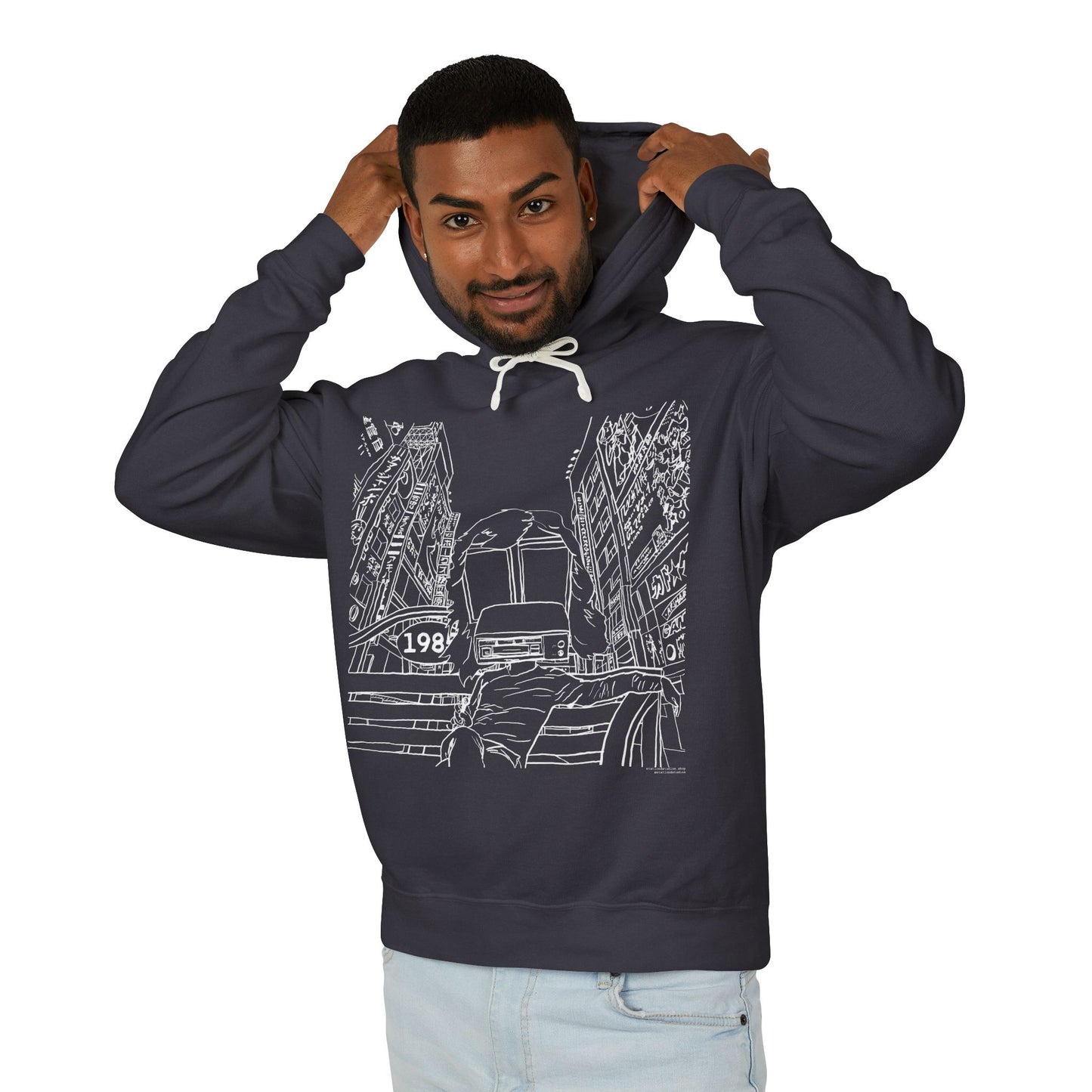 City Driver Sketch Hoodie — Vintage 1984 Convertible Illustration