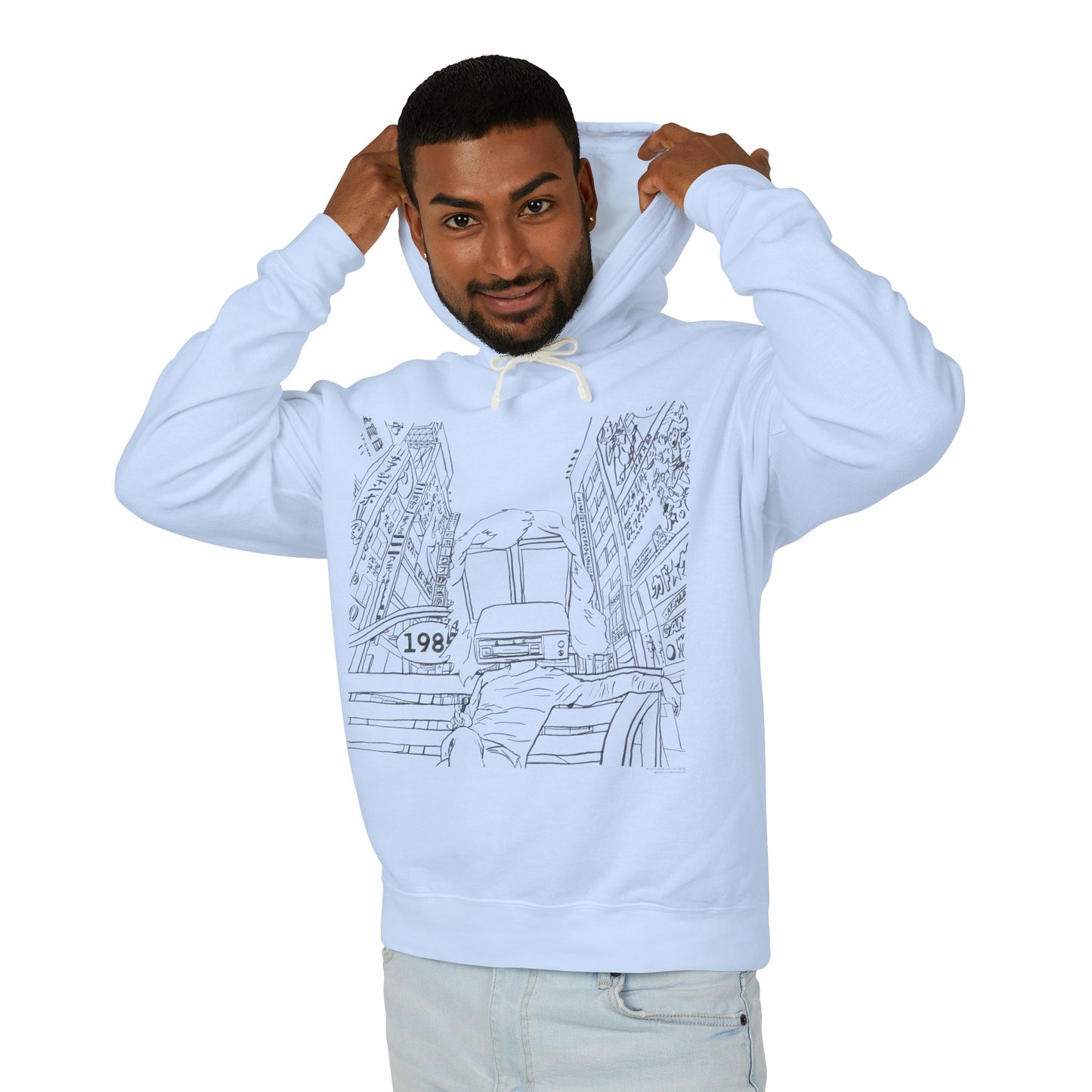 City Driver Sketch Hoodie — Vintage 1984 Convertible Illustration