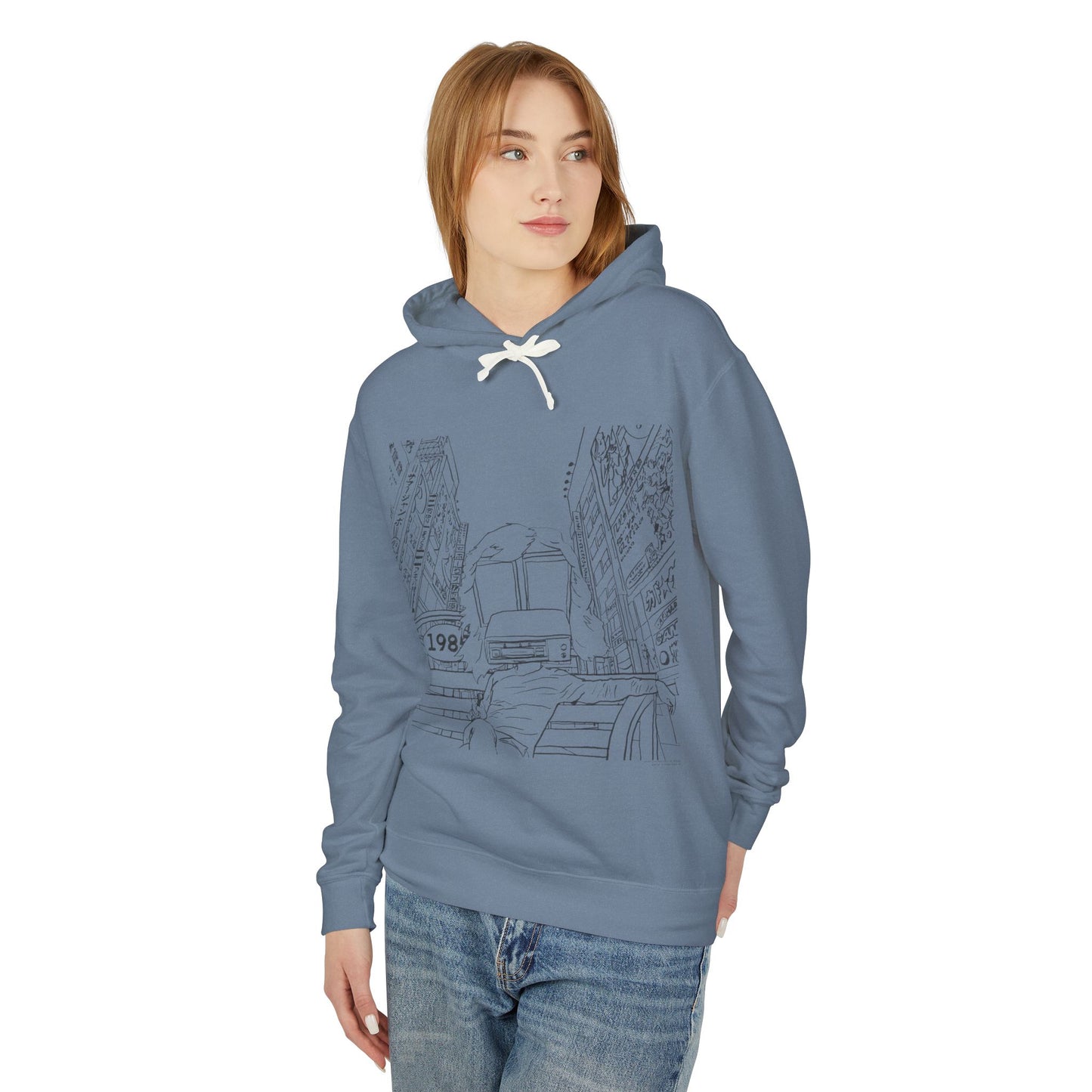 City Driver Sketch Hoodie — Vintage 1984 Convertible Illustration