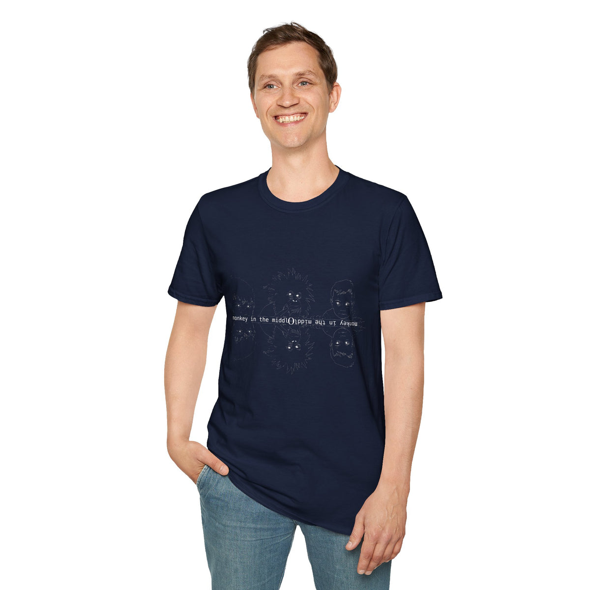Monkey in the Middle - Unisex Softstyle T-Shirt