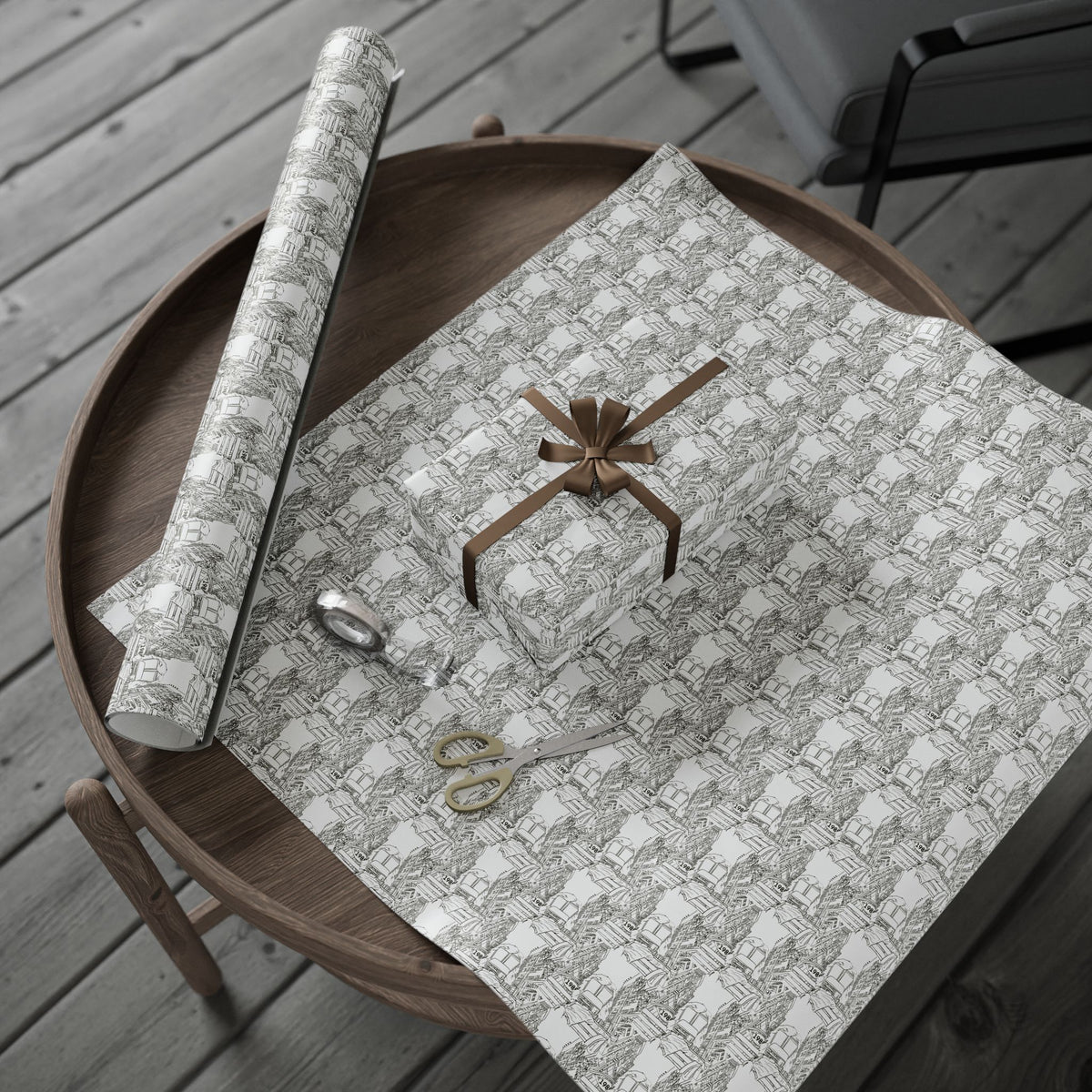 Wrapping Paper — Elegant Black & White Architectural Pattern Gift Wrap