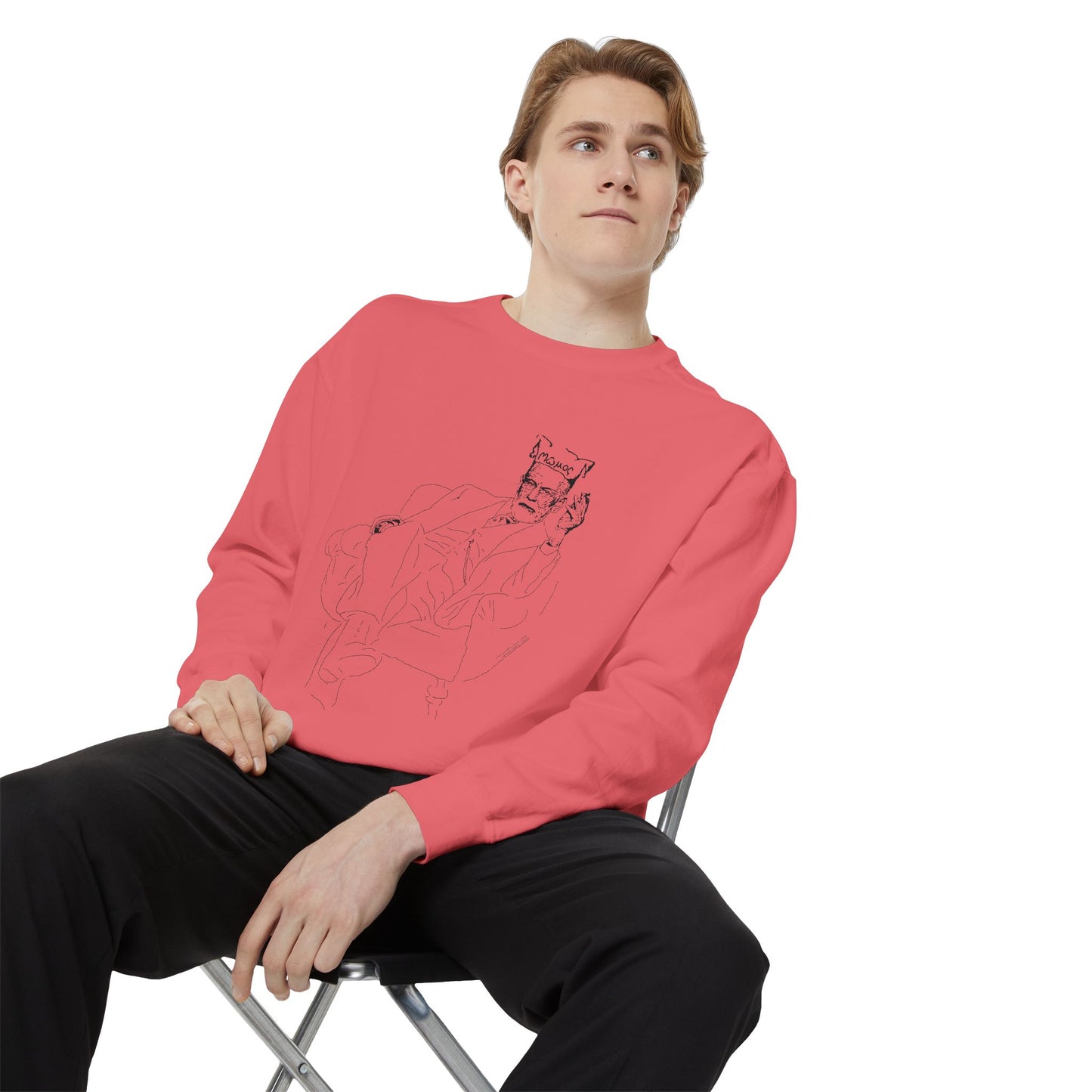 Sketch King Portrait Sweatshirt — Minimal Line Art Crewneck