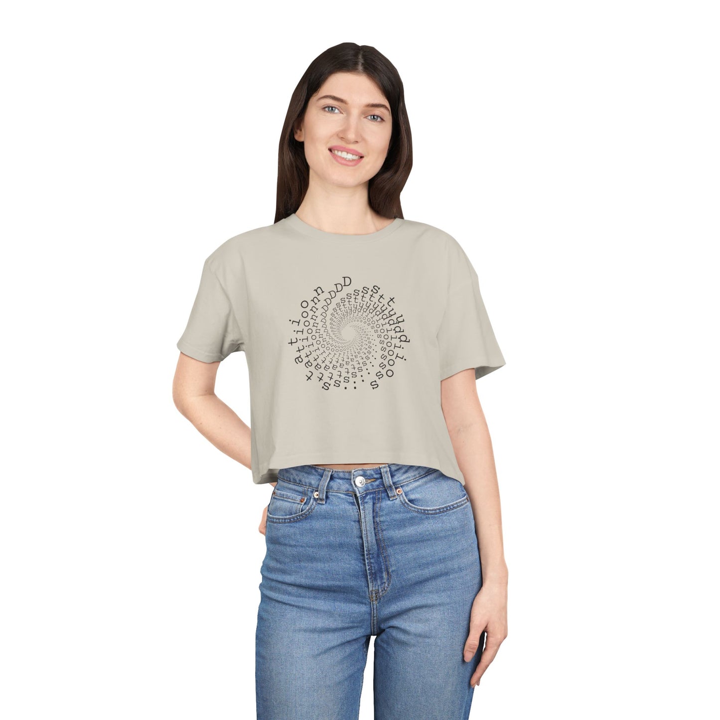 station D studios - Spiral Bloom Women's Crop Tee | Trendy Summer Fashion, Casual Wear, Gift for Her, Festival Outfit, Spiraled Design