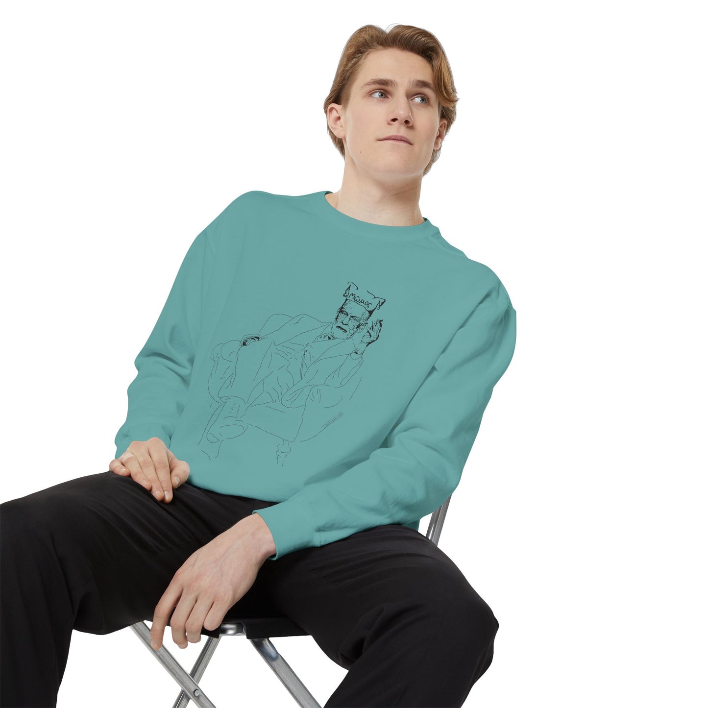Sketch Mumos - Jester Philosopher - Sweatshirt — Minimal Line Art Crewneck