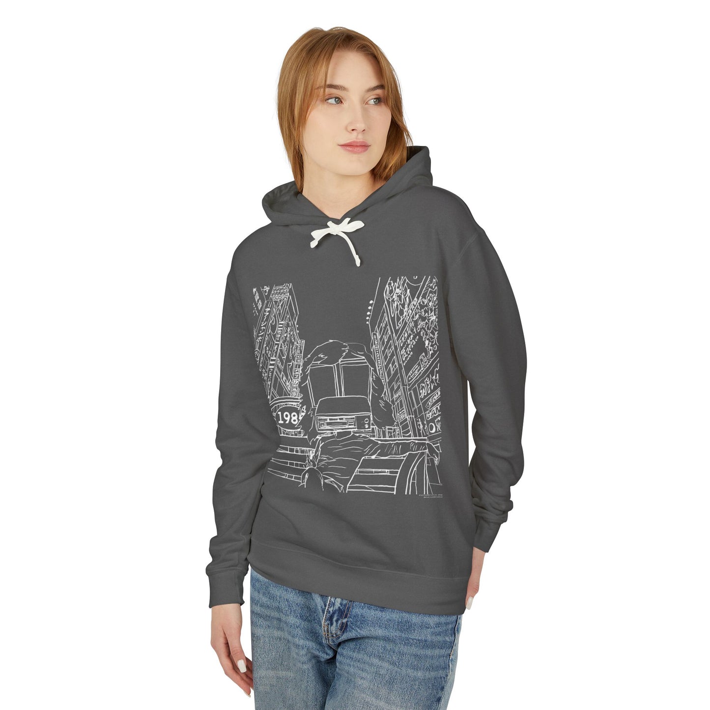 City Driver Sketch Hoodie — Vintage 1984 Convertible Illustration