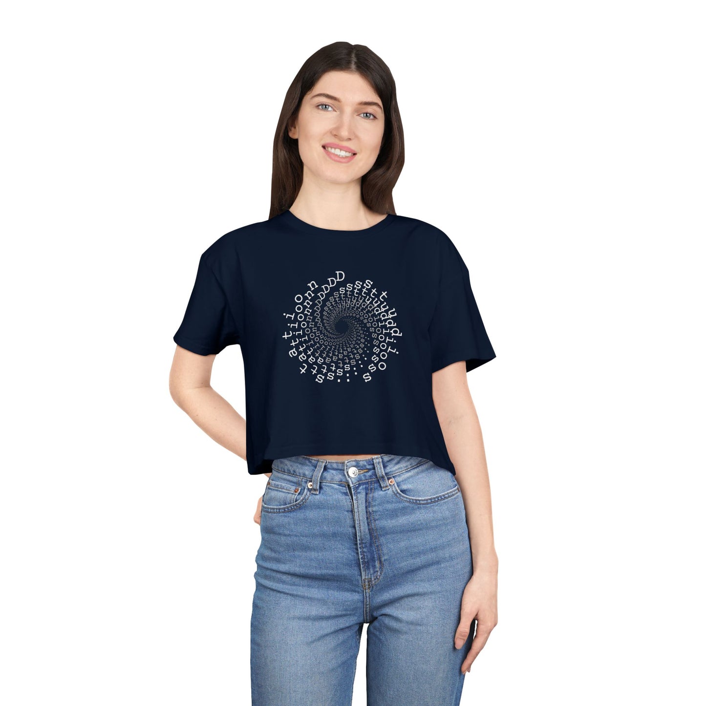 station D studios - Spiral Bloom Women's Crop Tee | Trendy Summer Fashion, Casual Wear, Gift for Her, Festival Outfit, Spiraled Design