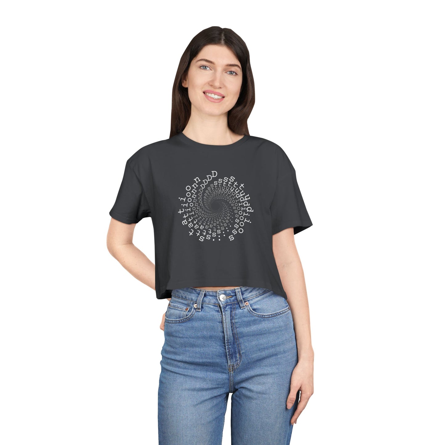station D studios - Spiral Bloom Women's Crop Tee | Trendy Summer Fashion, Casual Wear, Gift for Her, Festival Outfit, Spiraled Design