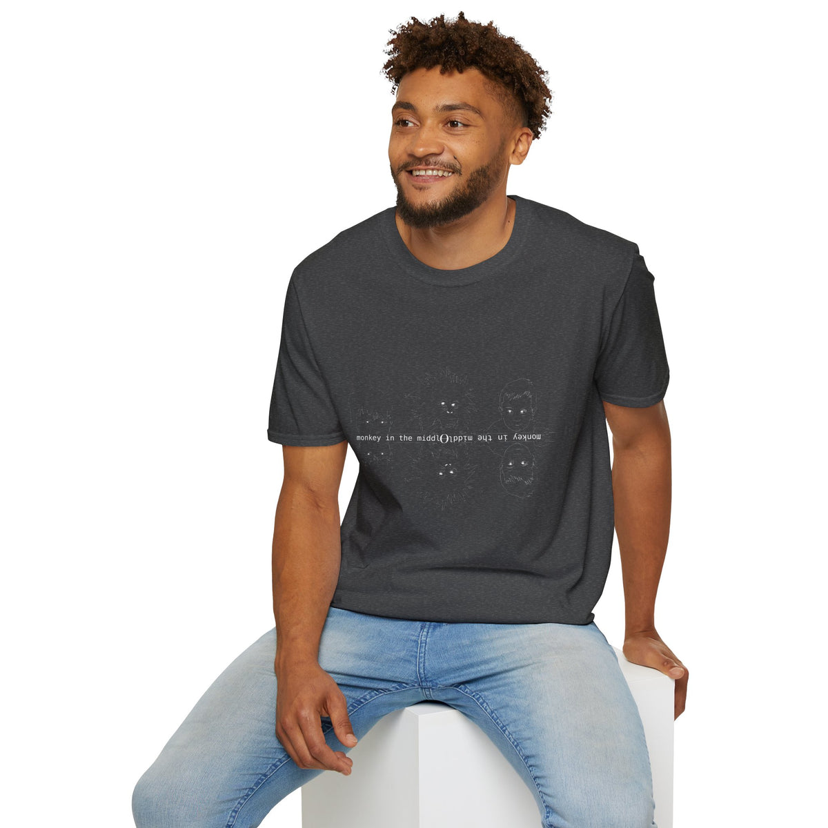 Monkey in the Middle - Unisex Softstyle T-Shirt
