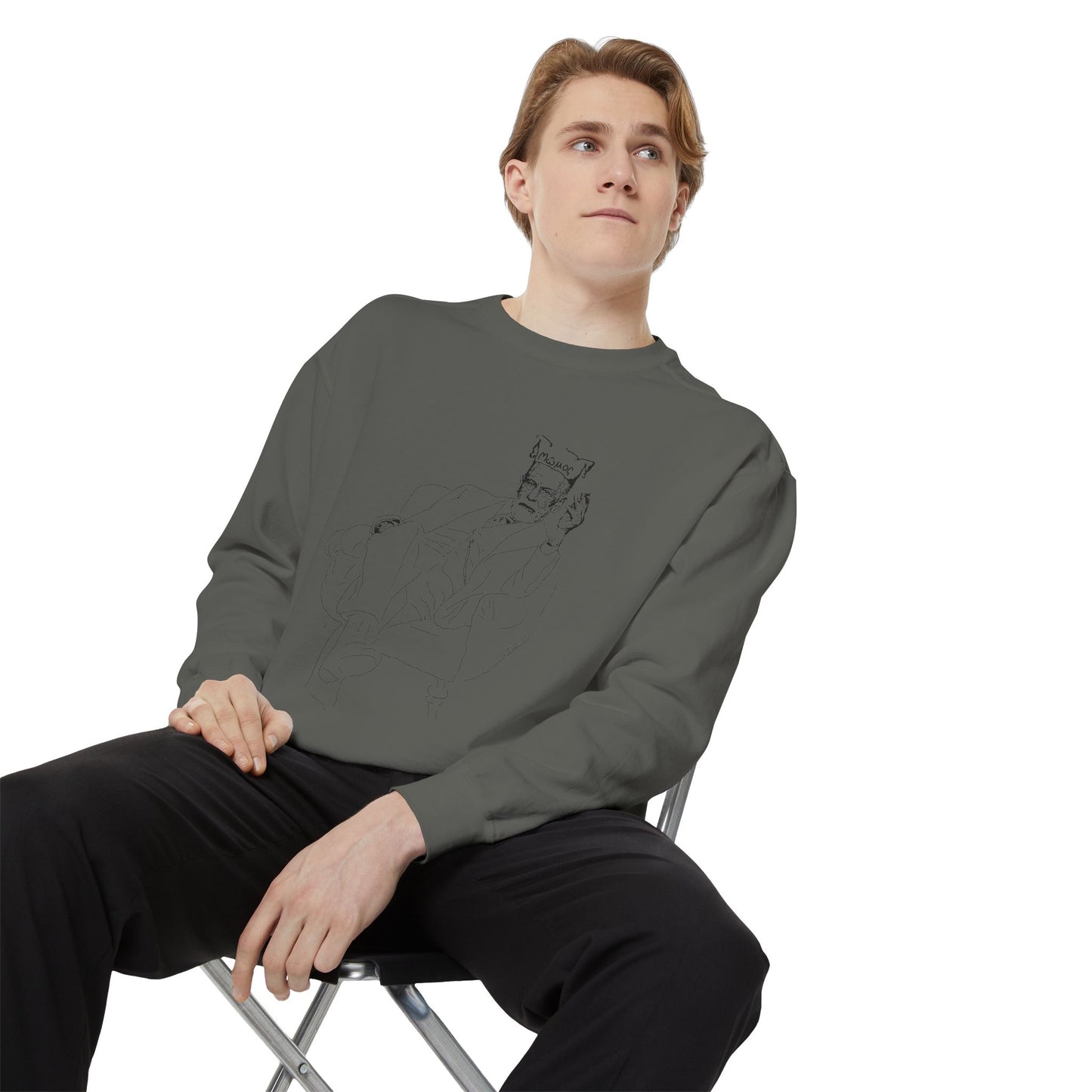 Sketch Mumos - Jester Philosopher - Sweatshirt — Minimal Line Art Crewneck