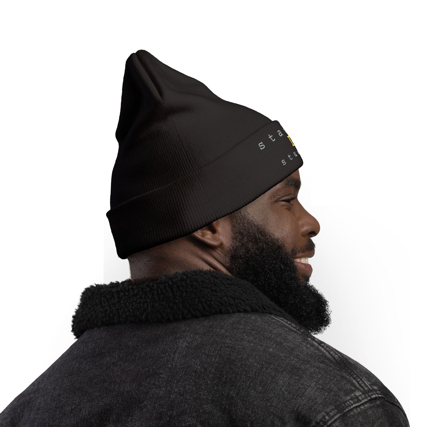station D studios - Embroidered Knit Beanie - Customizable Winter Hat, Perfect for Cold Weather, Personalized Gift, Cozy Accessory, Stylish Headwear