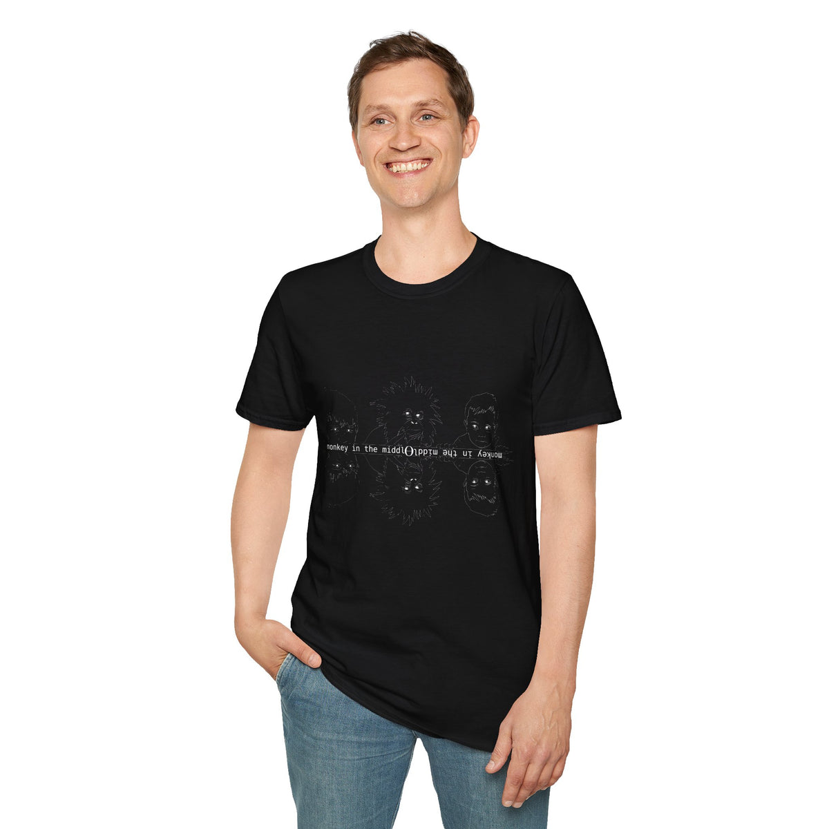 Monkey in the Middle - Unisex Softstyle T-Shirt