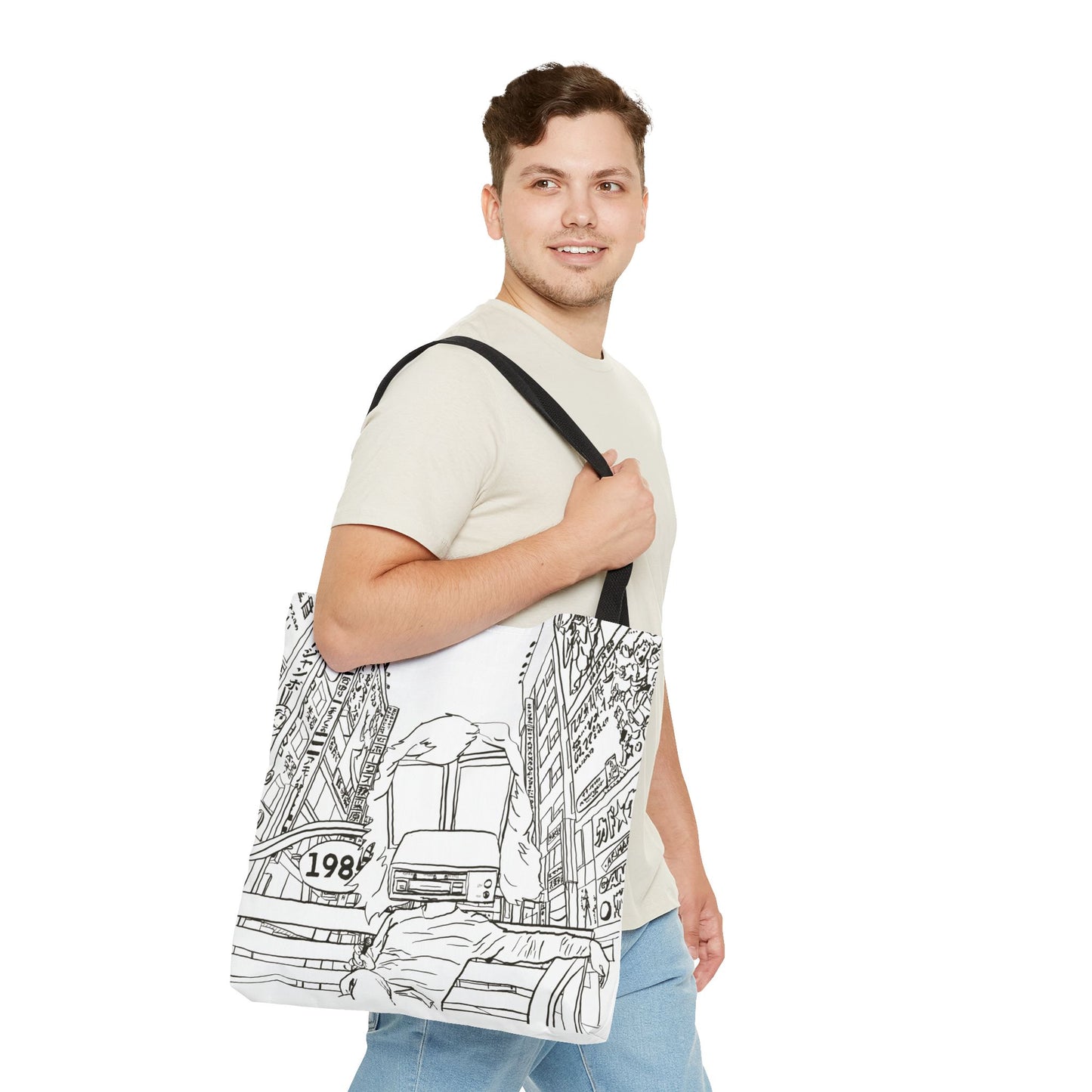 8-Track Player in a Digital World - Artistic Tote Bag: Unique, Versatile, Fun, Eco-Friendly, Great for Everyday Use, Gift for Art Lovers, Travel Essential