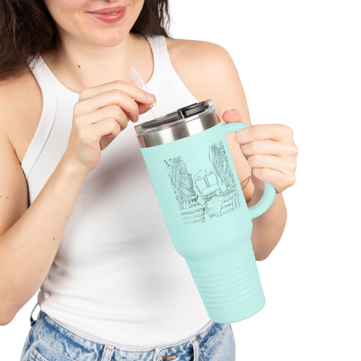 station D studios - Spiral Insulated Travel Mug | 40oz Coffee Cup | Adventure Mug | Personalized Gift | Road Trip Essential | Stainless Steel Tumbler