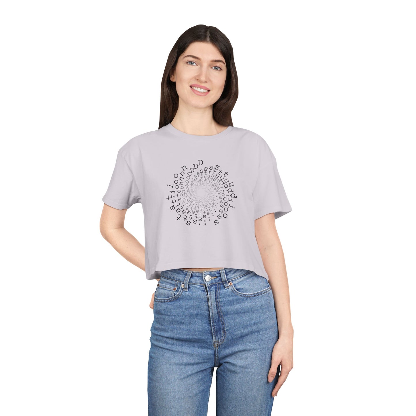 station D studios - Spiral Bloom Women's Crop Tee | Trendy Summer Fashion, Casual Wear, Gift for Her, Festival Outfit, Spiraled Design