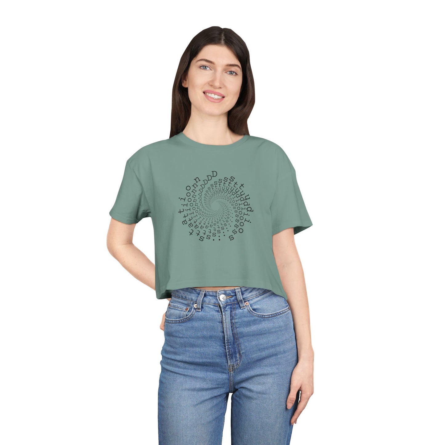 station D studios - Spiral Bloom Women's Crop Tee | Trendy Summer Fashion, Casual Wear, Gift for Her, Festival Outfit, Spiraled Design