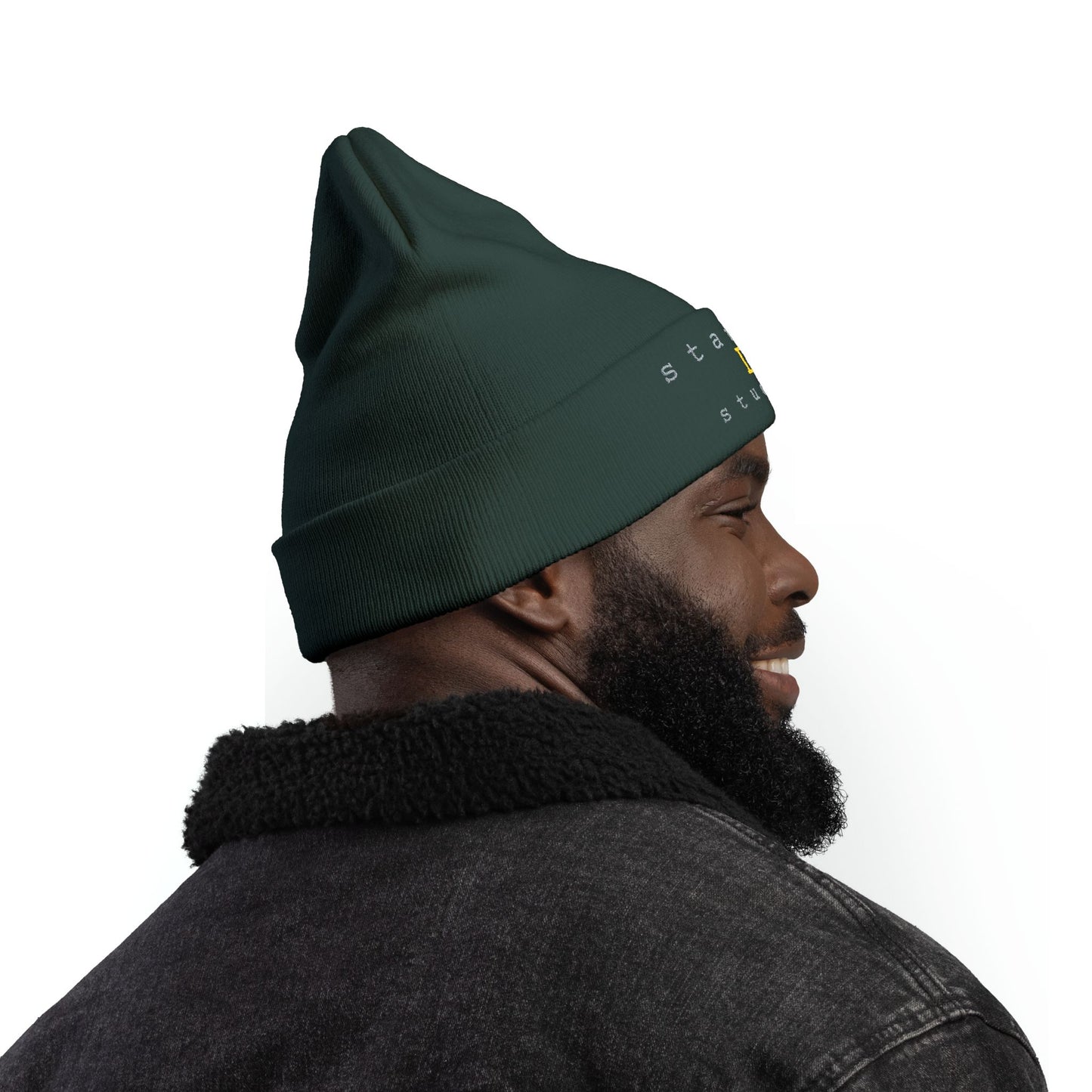 station D studios - Embroidered Knit Beanie - Customizable Winter Hat, Perfect for Cold Weather, Personalized Gift, Cozy Accessory, Stylish Headwear