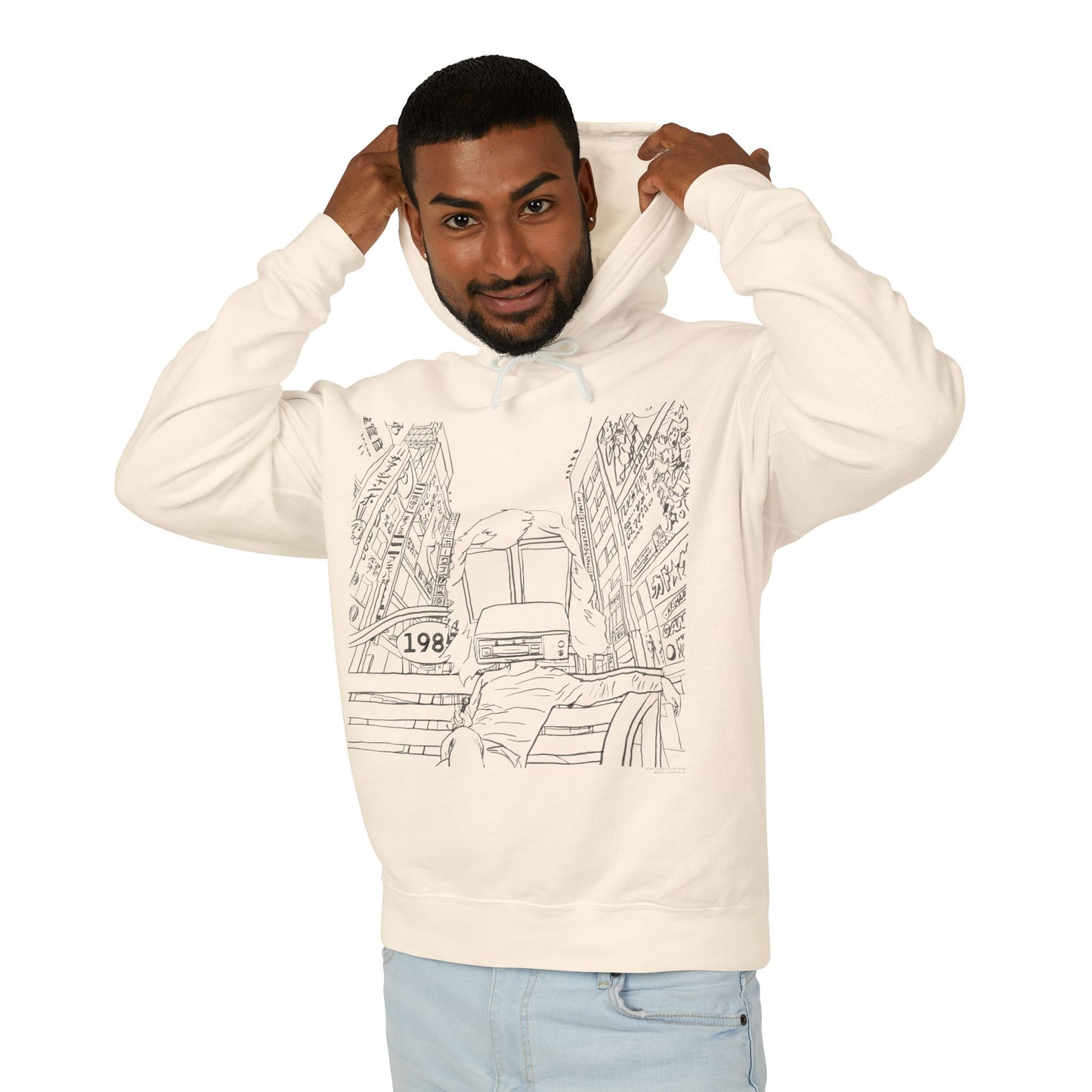 City Driver Sketch Hoodie — Vintage 1984 Convertible Illustration