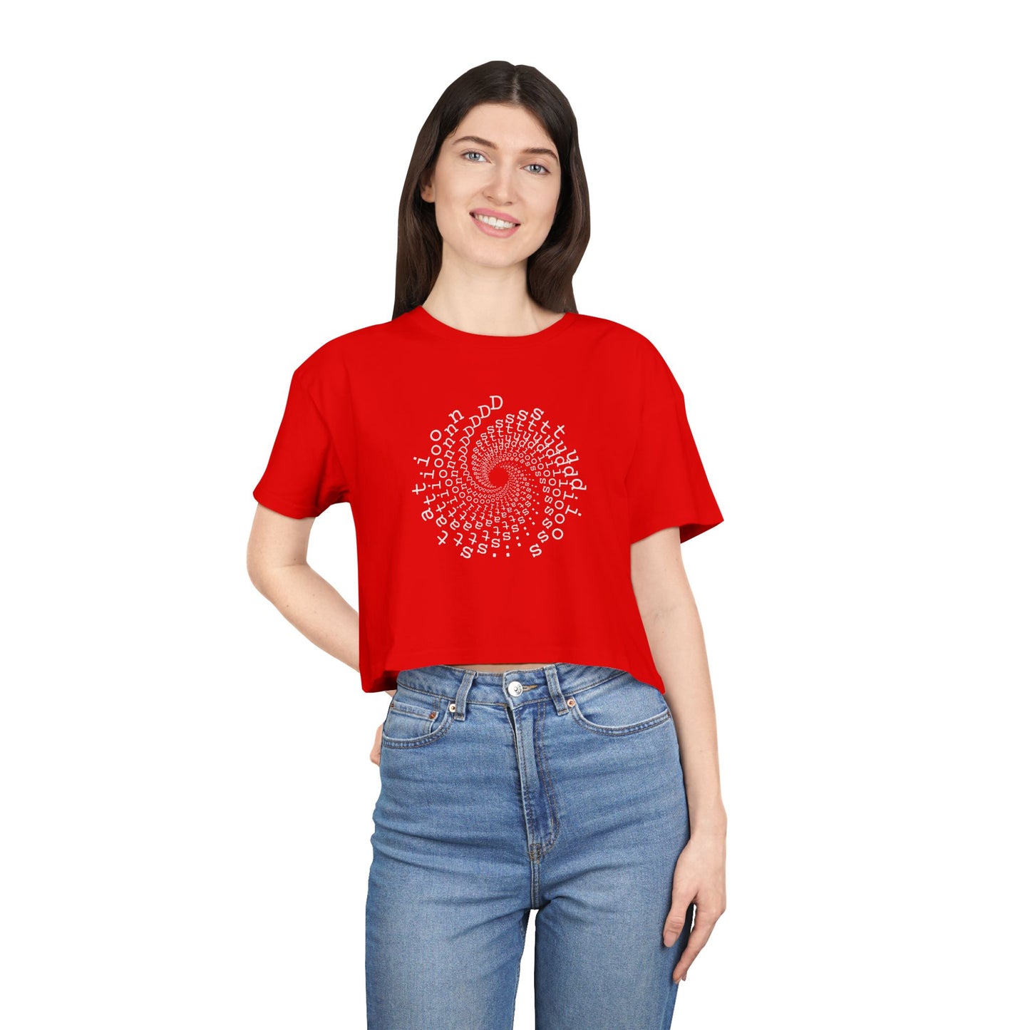 station D studios - Spiral Bloom Women's Crop Tee | Trendy Summer Fashion, Casual Wear, Gift for Her, Festival Outfit, Spiraled Design