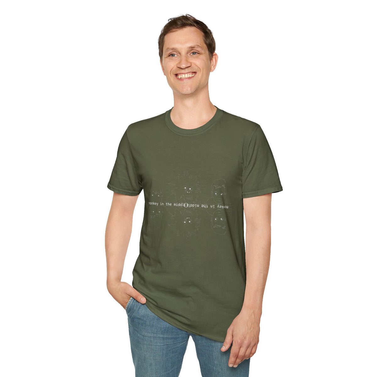Monkey in the Middle - Unisex Softstyle T-Shirt