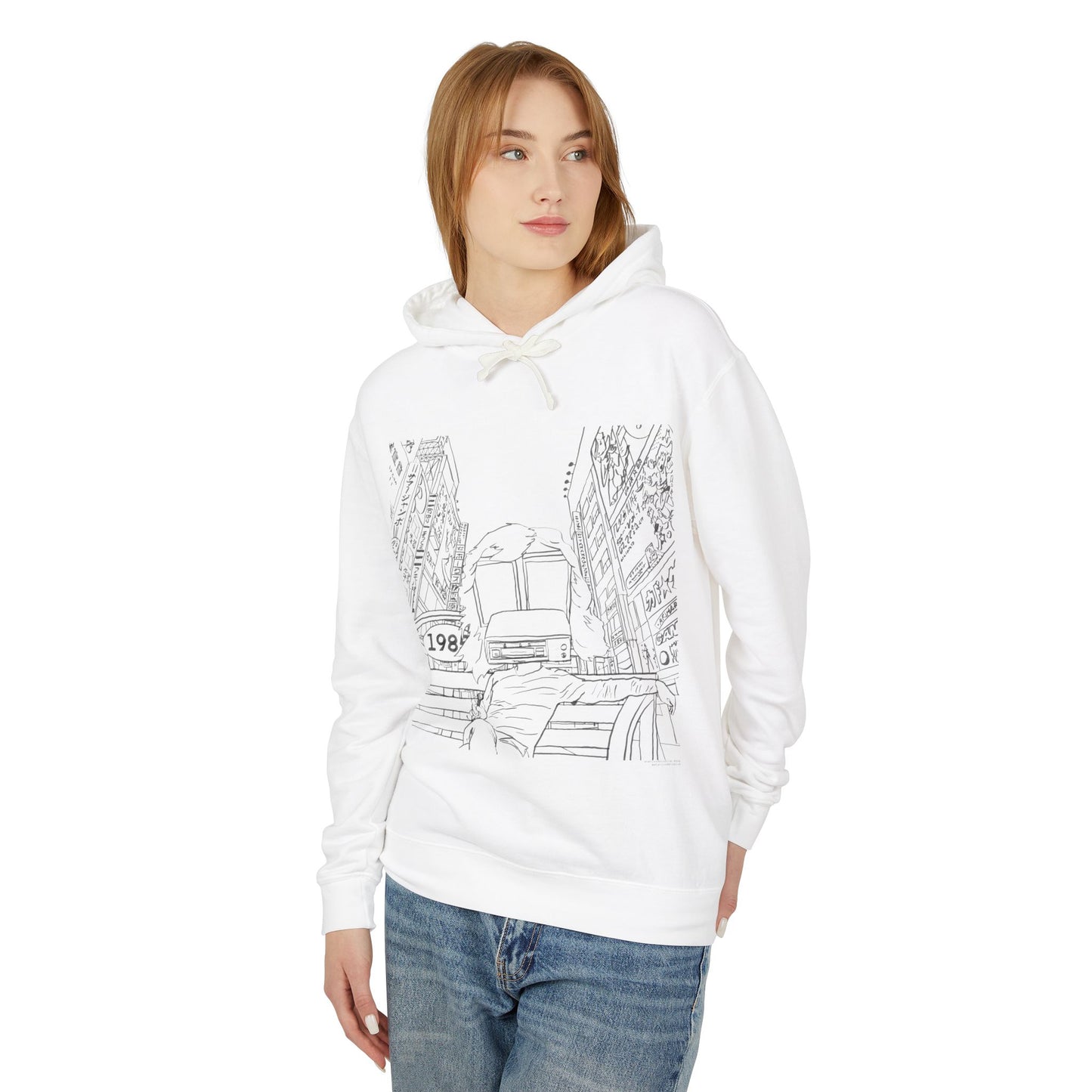City Driver Sketch Hoodie — Vintage 1984 Convertible Illustration