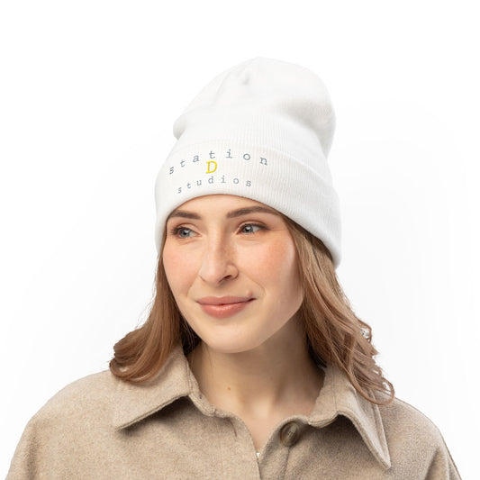 station D studios - Embroidered Knit Beanie - Customizable Winter Hat, Perfect for Cold Weather, Personalized Gift, Cozy Accessory, Stylish Headwear