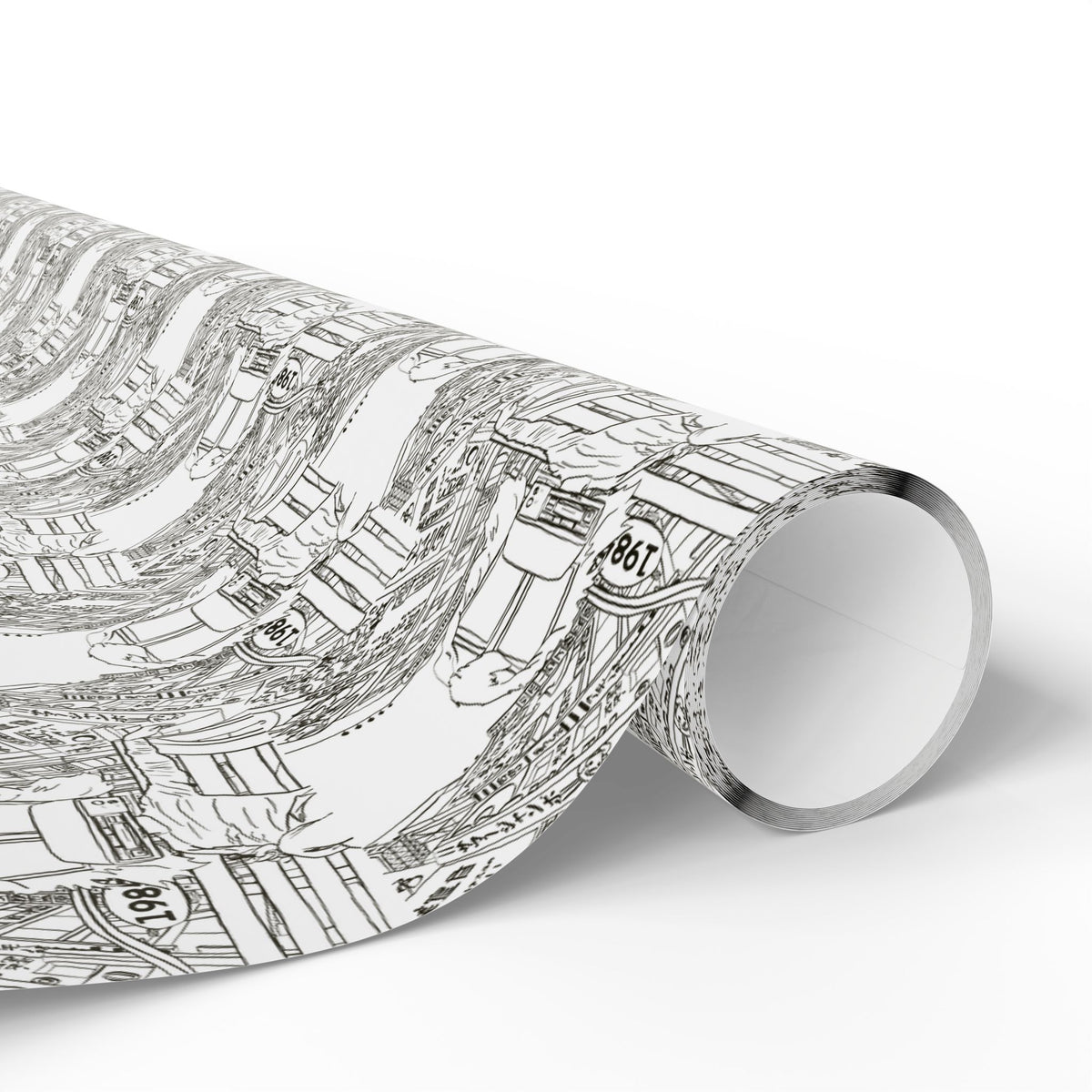Wrapping Paper — Elegant Black & White Architectural Pattern Gift Wrap