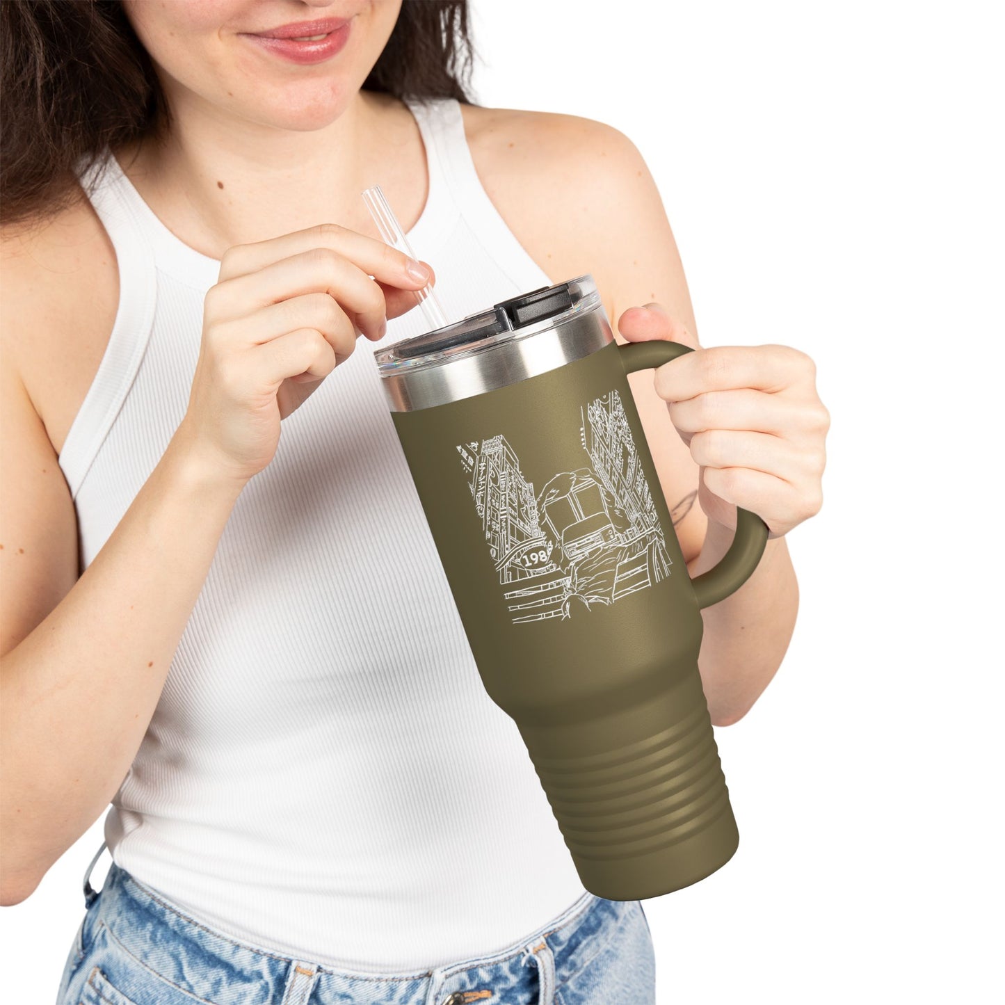 station D studios - Spiral Insulated Travel Mug | 40oz Coffee Cup | Adventure Mug | Personalized Gift | Road Trip Essential | Stainless Steel Tumbler