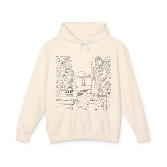City Driver Sketch Hoodie — Vintage 1984 Convertible Illustration