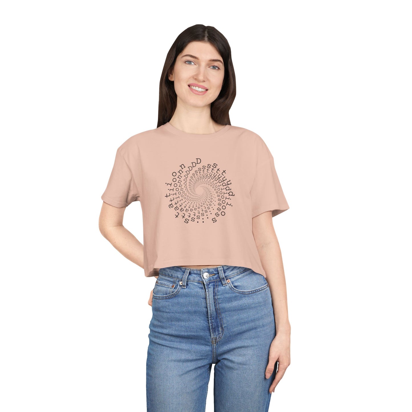 station D studios - Spiral Bloom Women's Crop Tee | Trendy Summer Fashion, Casual Wear, Gift for Her, Festival Outfit, Spiraled Design
