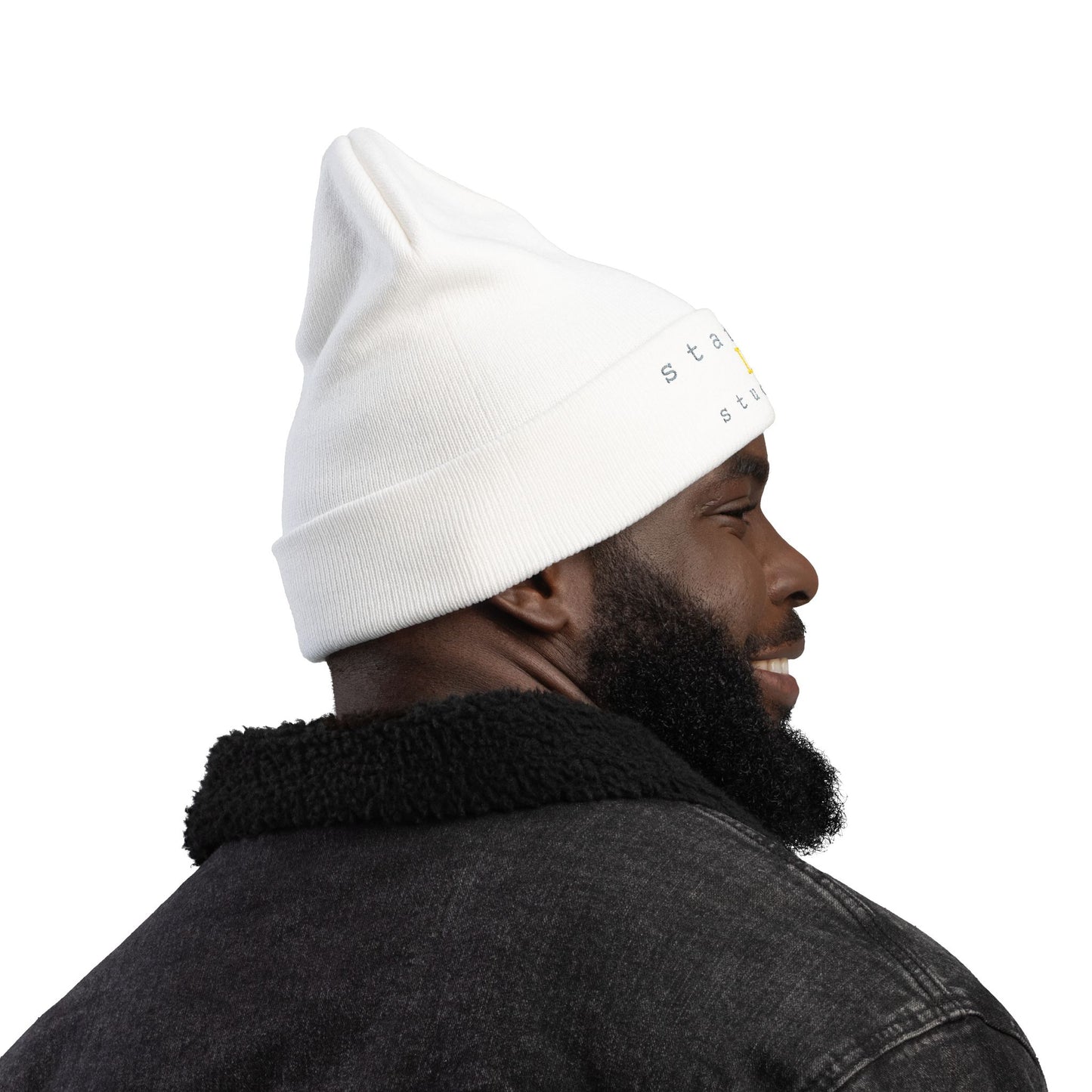 station D studios - Embroidered Knit Beanie - Customizable Winter Hat, Perfect for Cold Weather, Personalized Gift, Cozy Accessory, Stylish Headwear