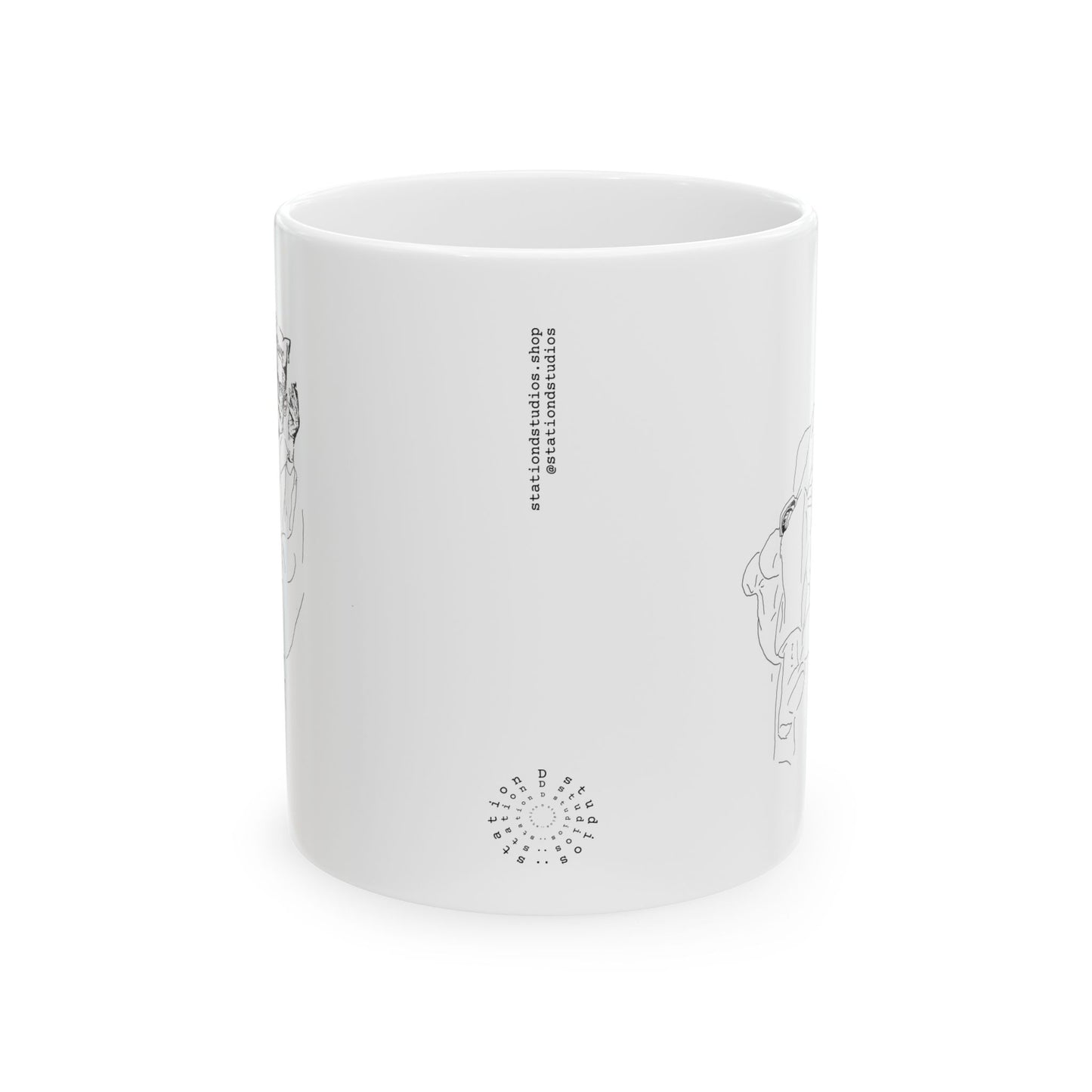 Freud - Mumos - Ceramic Mug – Minimalist Line Art Cat Coffee Cup (11oz, 15oz)