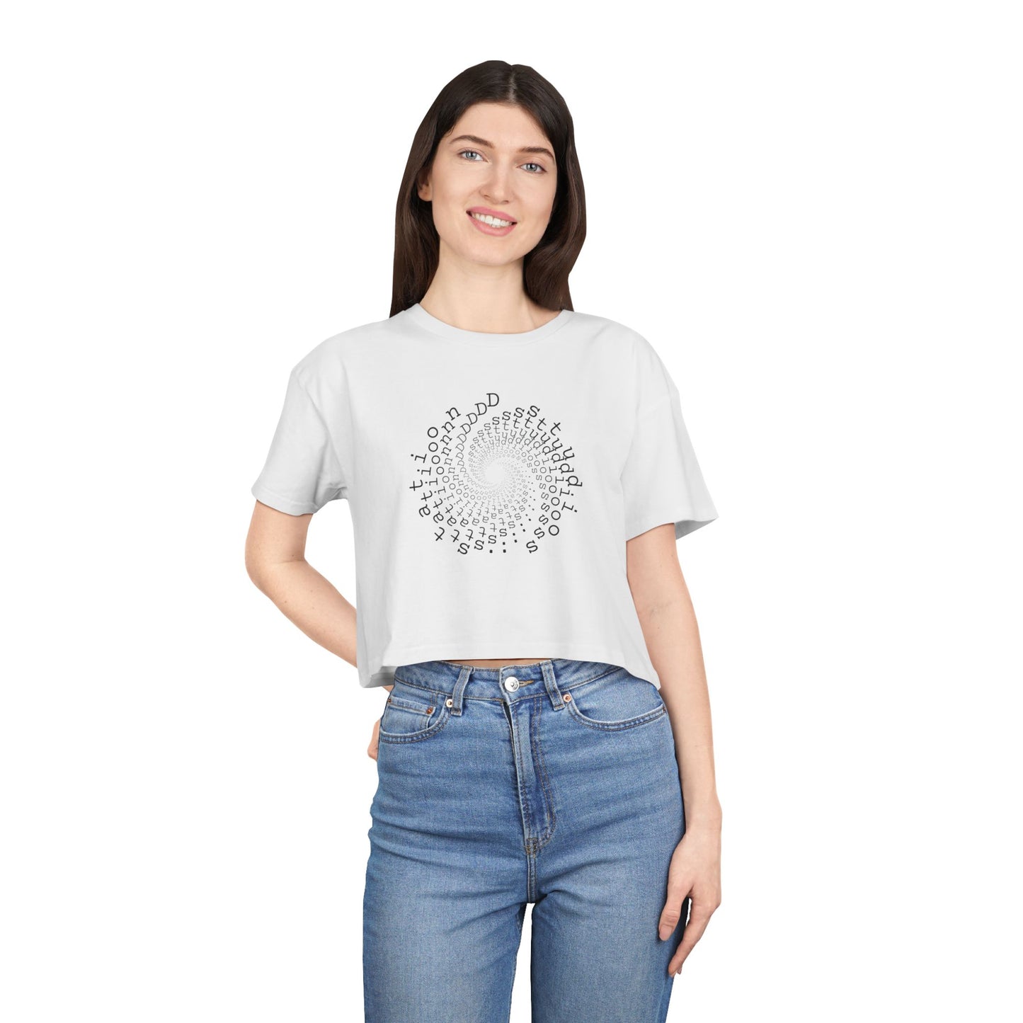 station D studios - Spiral Bloom Women's Crop Tee | Trendy Summer Fashion, Casual Wear, Gift for Her, Festival Outfit, Spiraled Design