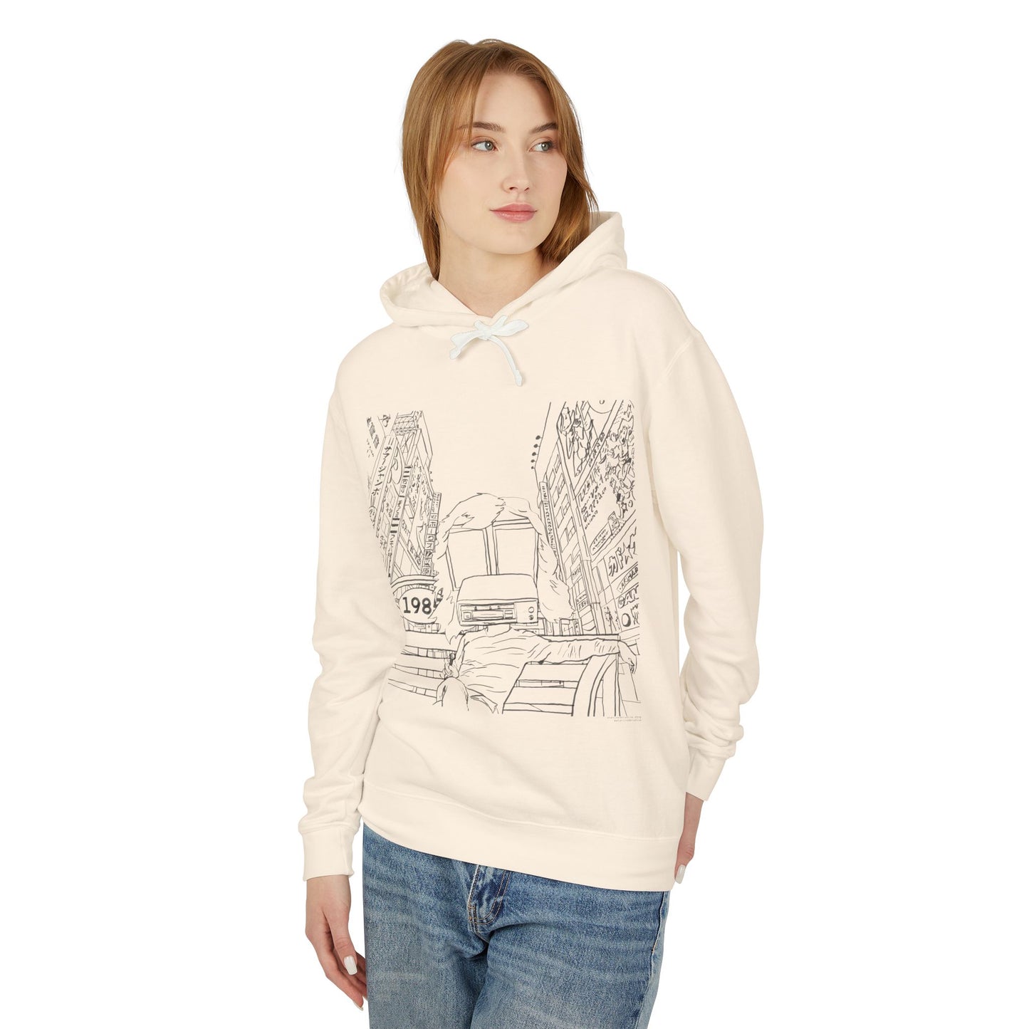 City Driver Sketch Hoodie — Vintage 1984 Convertible Illustration