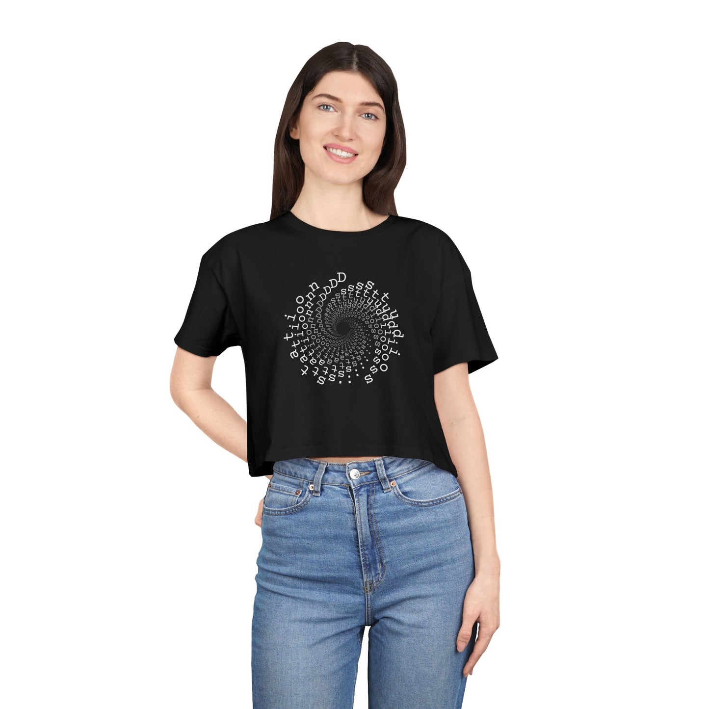 station D studios - Spiral Bloom Women's Crop Tee | Trendy Summer Fashion, Casual Wear, Gift for Her, Festival Outfit, Spiraled Design