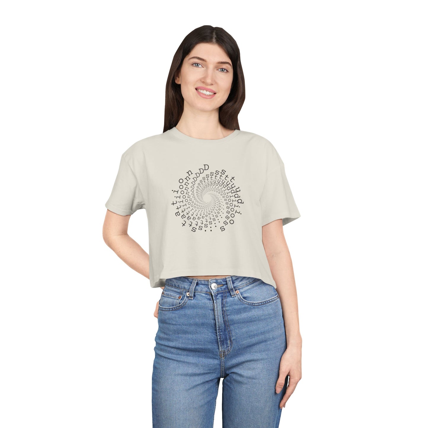 station D studios - Spiral Bloom Women's Crop Tee | Trendy Summer Fashion, Casual Wear, Gift for Her, Festival Outfit, Spiraled Design