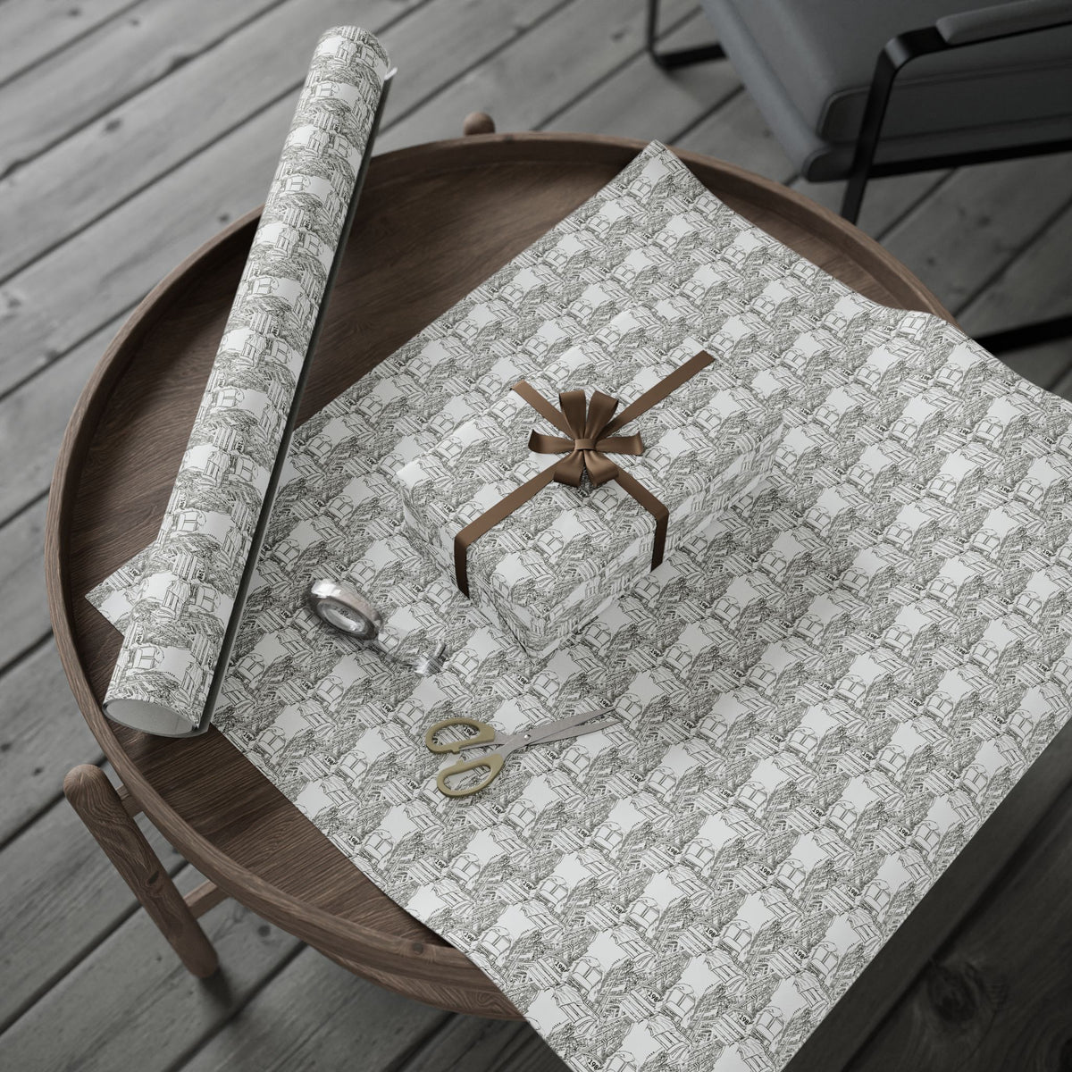 Wrapping Paper — Elegant Black & White Architectural Pattern Gift Wrap